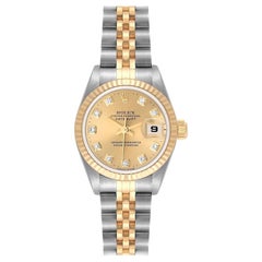 Rolex Datejust Champagne Diamond Dial Steel Yellow Gold Ladies Watch 69173