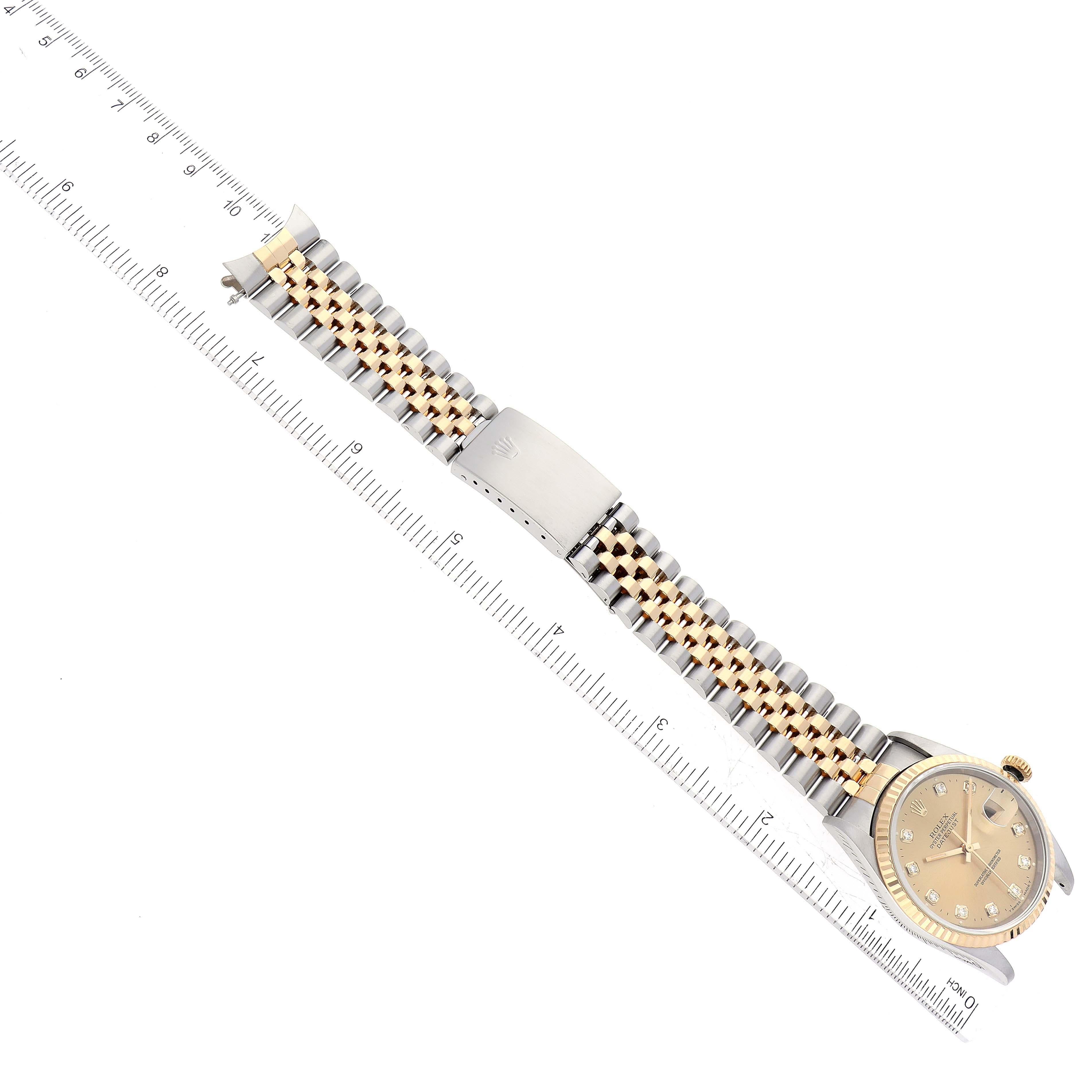 Rolex Datejust Champagne Diamond Dial Steel Yellow Gold Mens Watch 16233 5