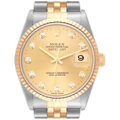 Rolex Datejust Champagner-Diamant-Zifferblatt Stahl Gelbgold Herrenuhr 16233