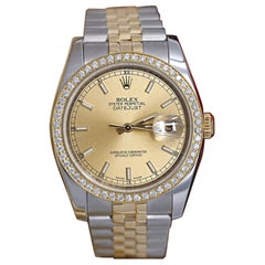 Rolex Datejust Champagner Index Zifferblatt mit Diamant-Lünette Zweifarbige Uhr