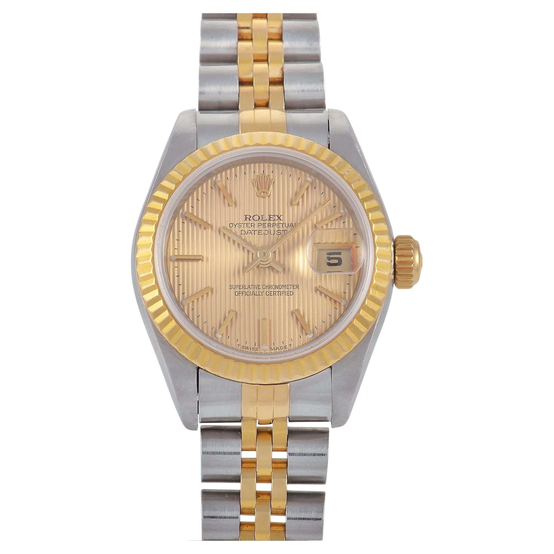 Rolex Oyster Perpetual Datejust 69173 Tapestry Dial Ladies Watch at 1stDibs