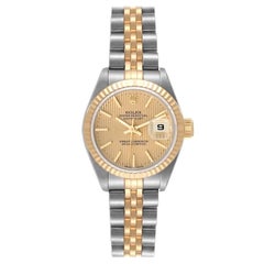 Rolex Datejust Champagne Tapestry Dial Ladies Watch 79173 Box Papers