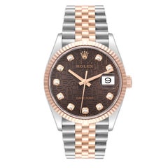 Rolex Datejust Chocolate Anniversary Steel Rose Gold Diamond Mens Watch 126231
