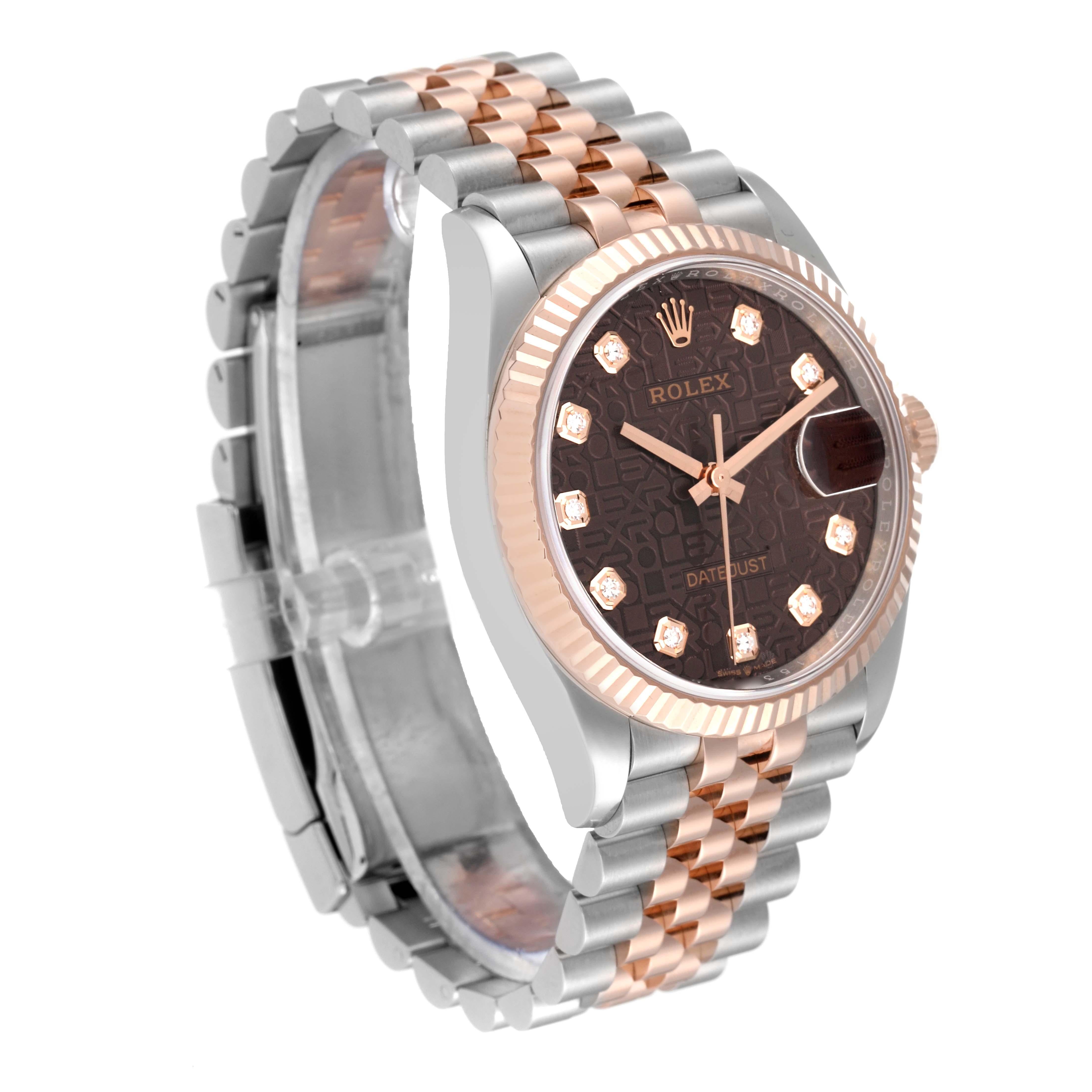 Rolex Datejust Chocolate Anniversary Steel Rose Gold Diamond Mens Watch 126231 In Excellent Condition For Sale In Atlanta, GA