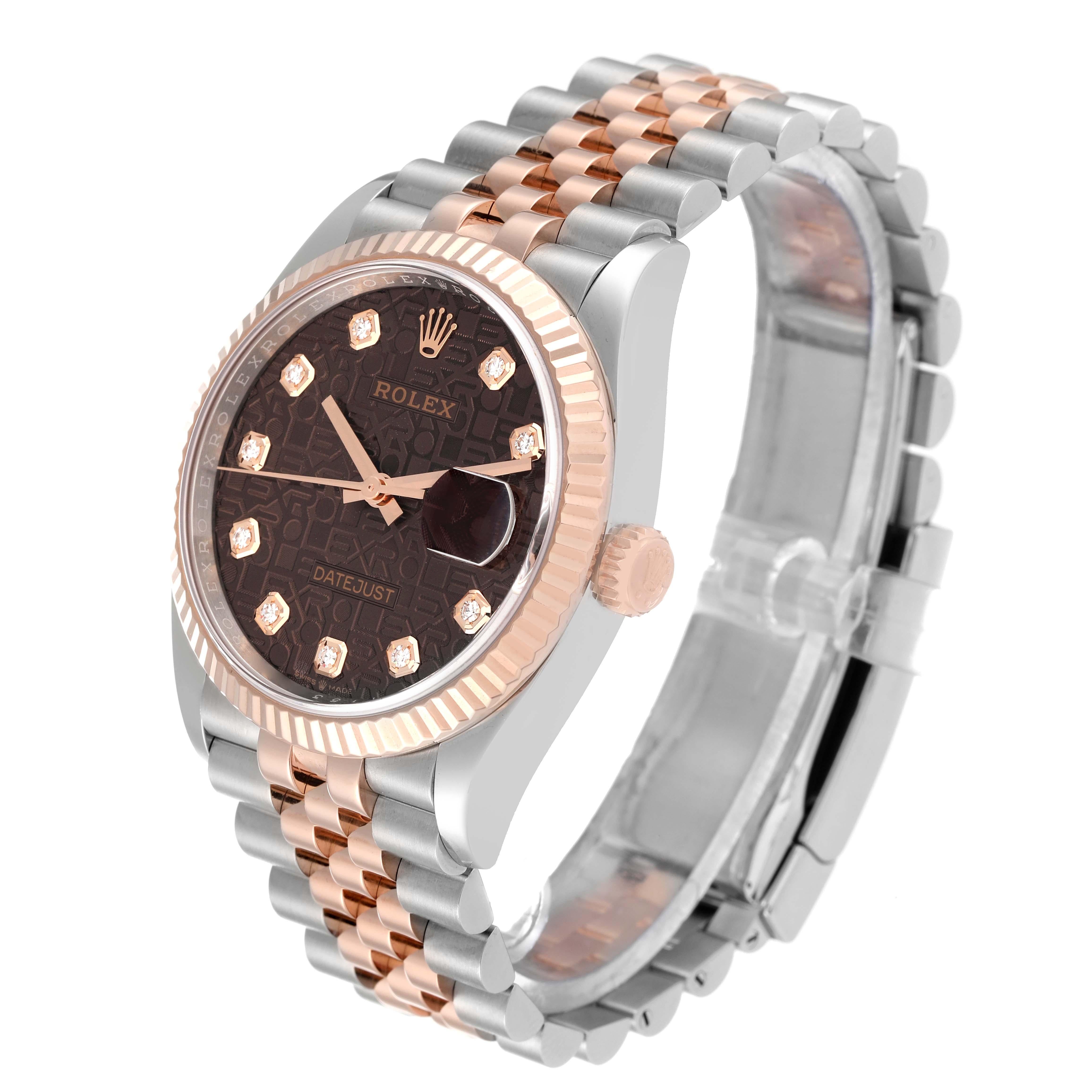 Men's Rolex Datejust Chocolate Anniversary Steel Rose Gold Diamond Mens Watch 126231 For Sale