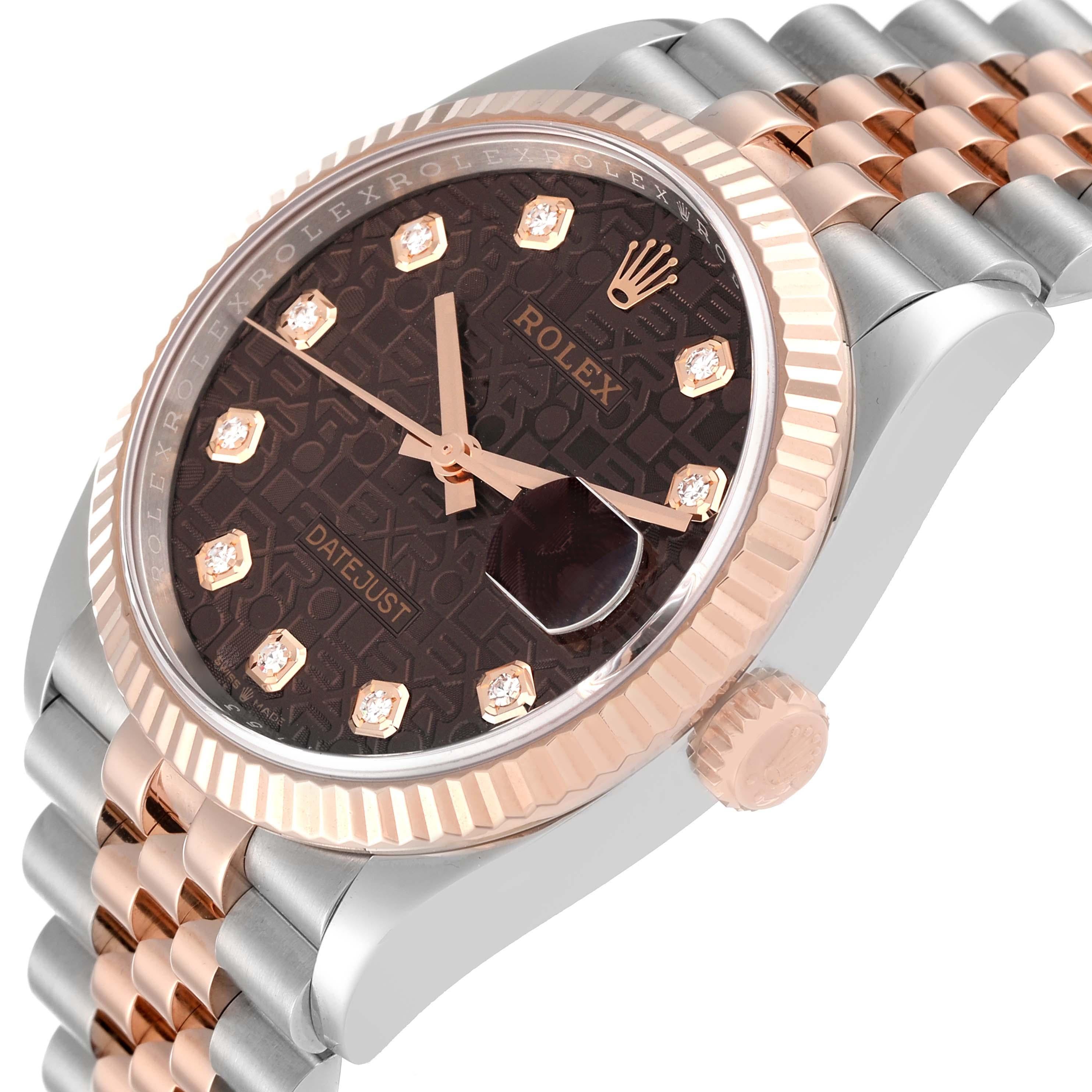 Rolex Datejust Chocolate Anniversary Steel Rose Gold Diamond Mens Watch 126231 For Sale 1