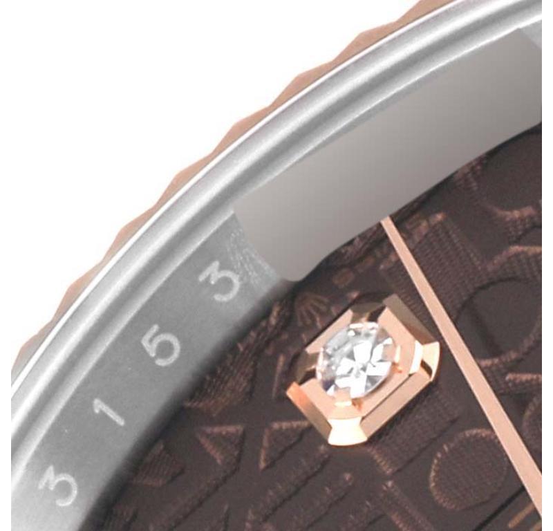 Rolex Datejust Chocolate Anniversary Steel Rose Gold Diamond Mens Watch 126231 For Sale 2