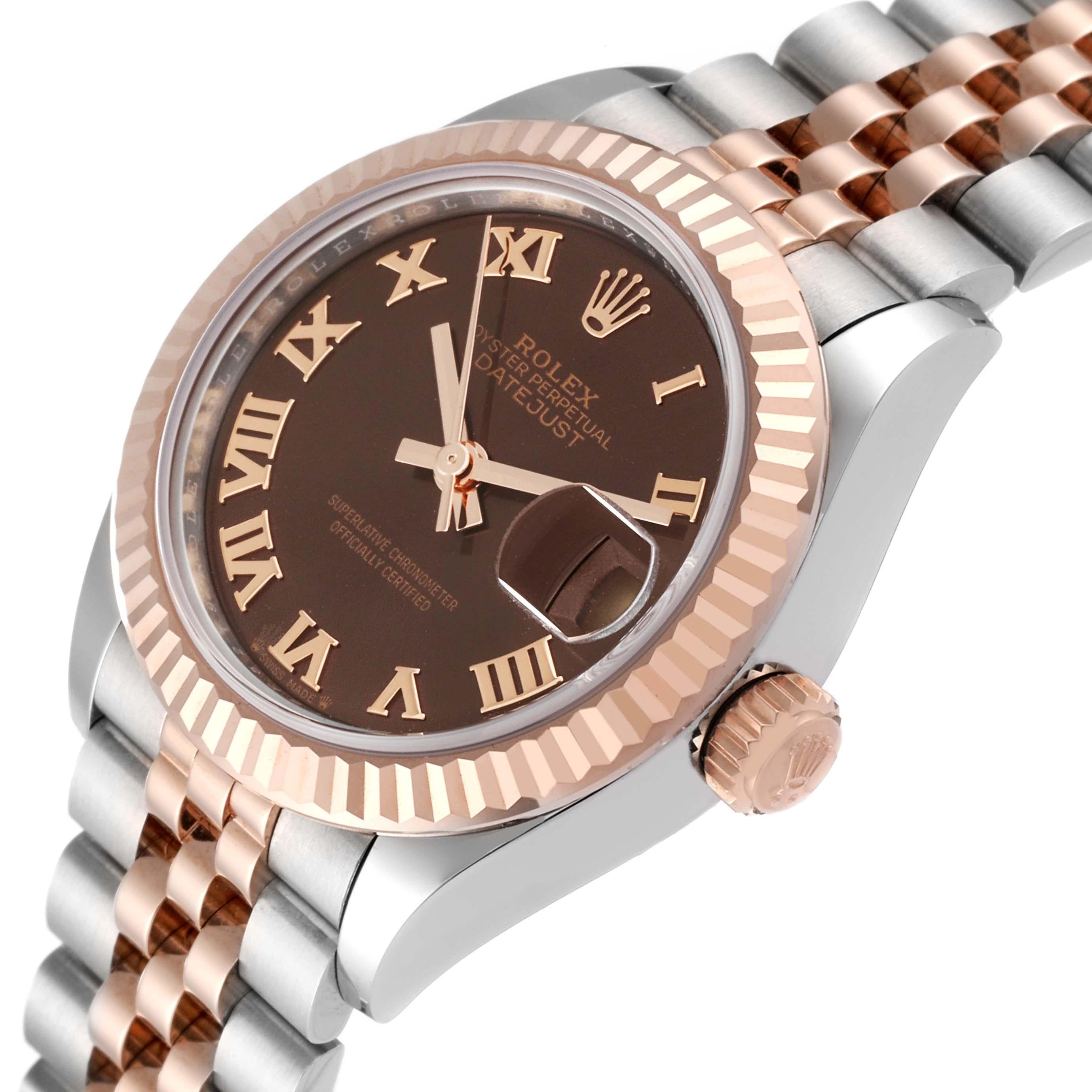 Rolex Datejust Chocolate Brown Dial Steel Rose Gold Ladies Watch 279171 Box Card In Excellent Condition In Atlanta, GA