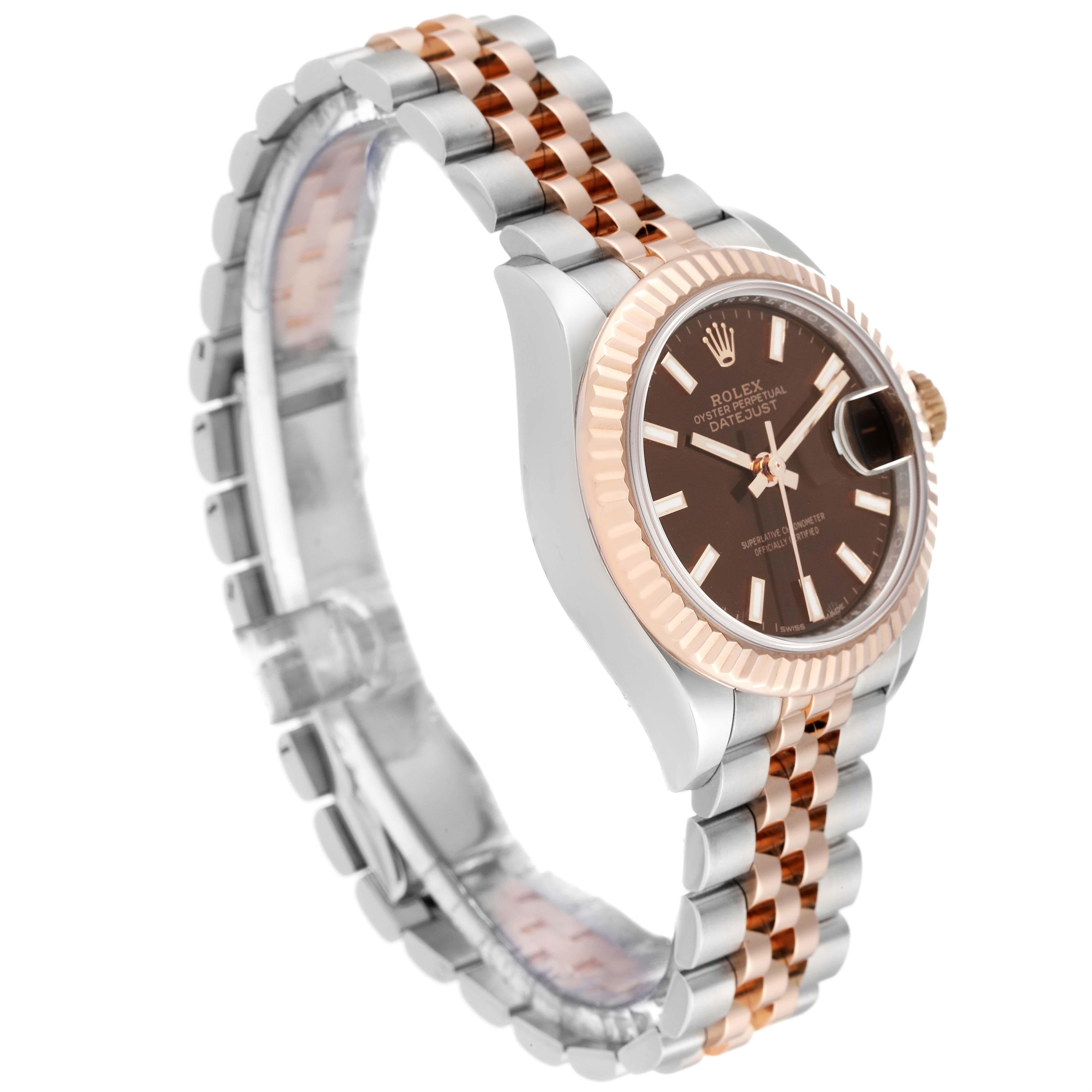Rolex Datejust Chocolate Brown Dial Steel Rose Gold Ladies Watch 279171 In Excellent Condition In Atlanta, GA