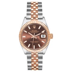 Rolex Datejust Chocolate Brown Dial Steel Rose Gold Ladies Watch 279171