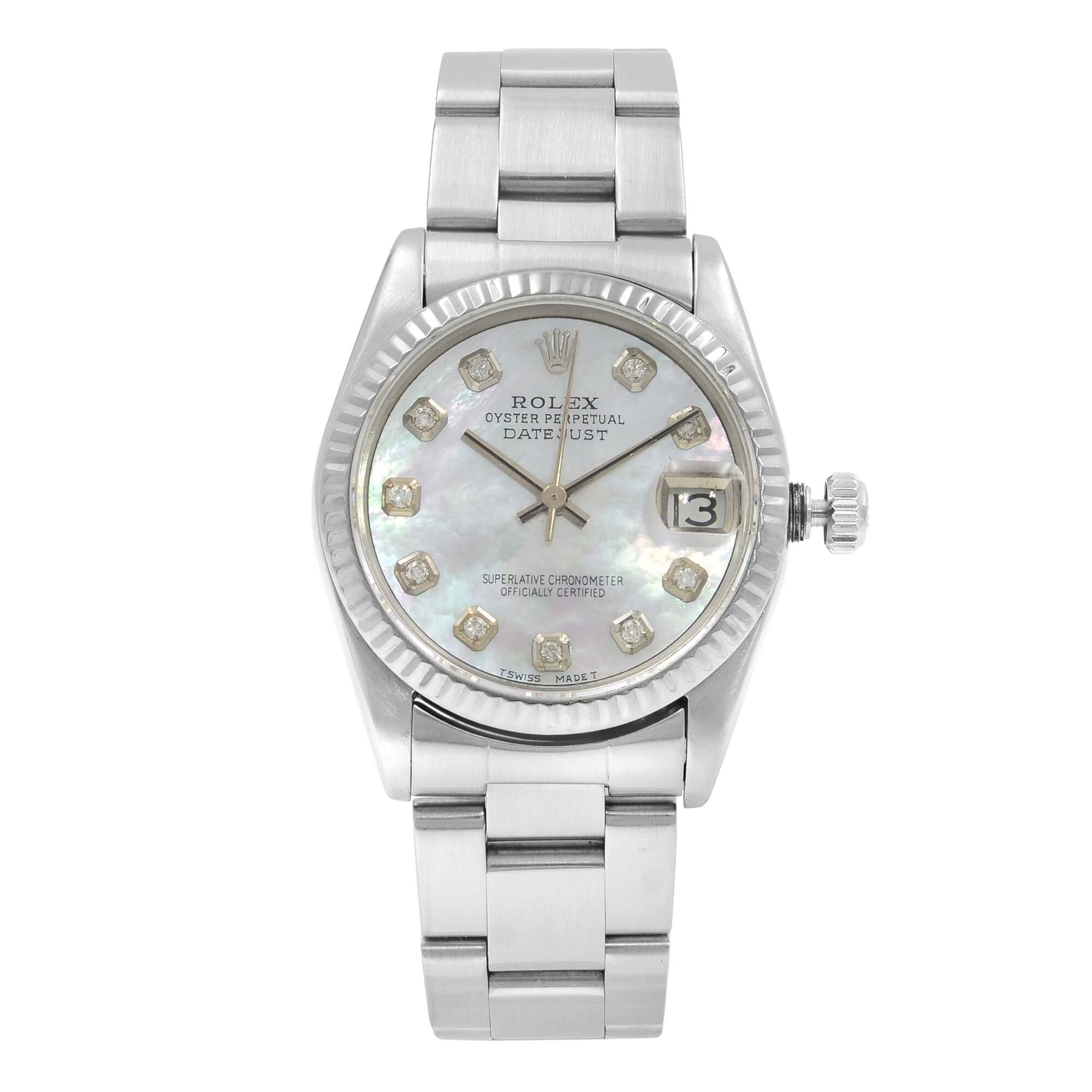 Rolex Datejust Custom Diamond MOP Dial Steel Automatic Ladies Watch 68240
