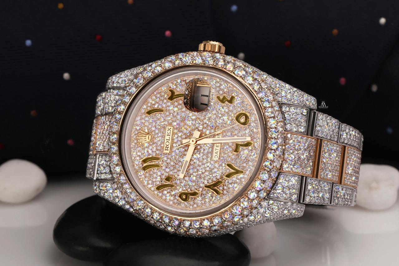 iced out rolex arabic dial
