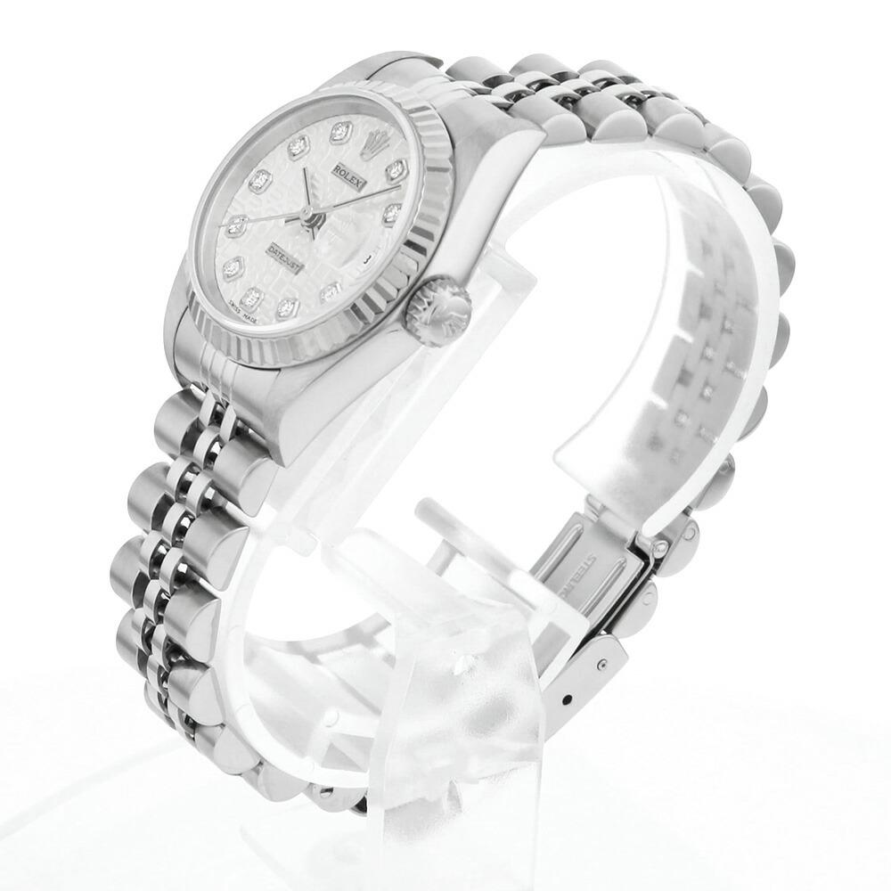 Introducing the Rolex Datejust 10P Diamond 79174G Silver Silver Engraved Computer K Ladies Watch – a timeless masterpiece that combines elegance with precision craftsmanship.

This exquisite Rolex Datejust watch is a symbol of enduring style and