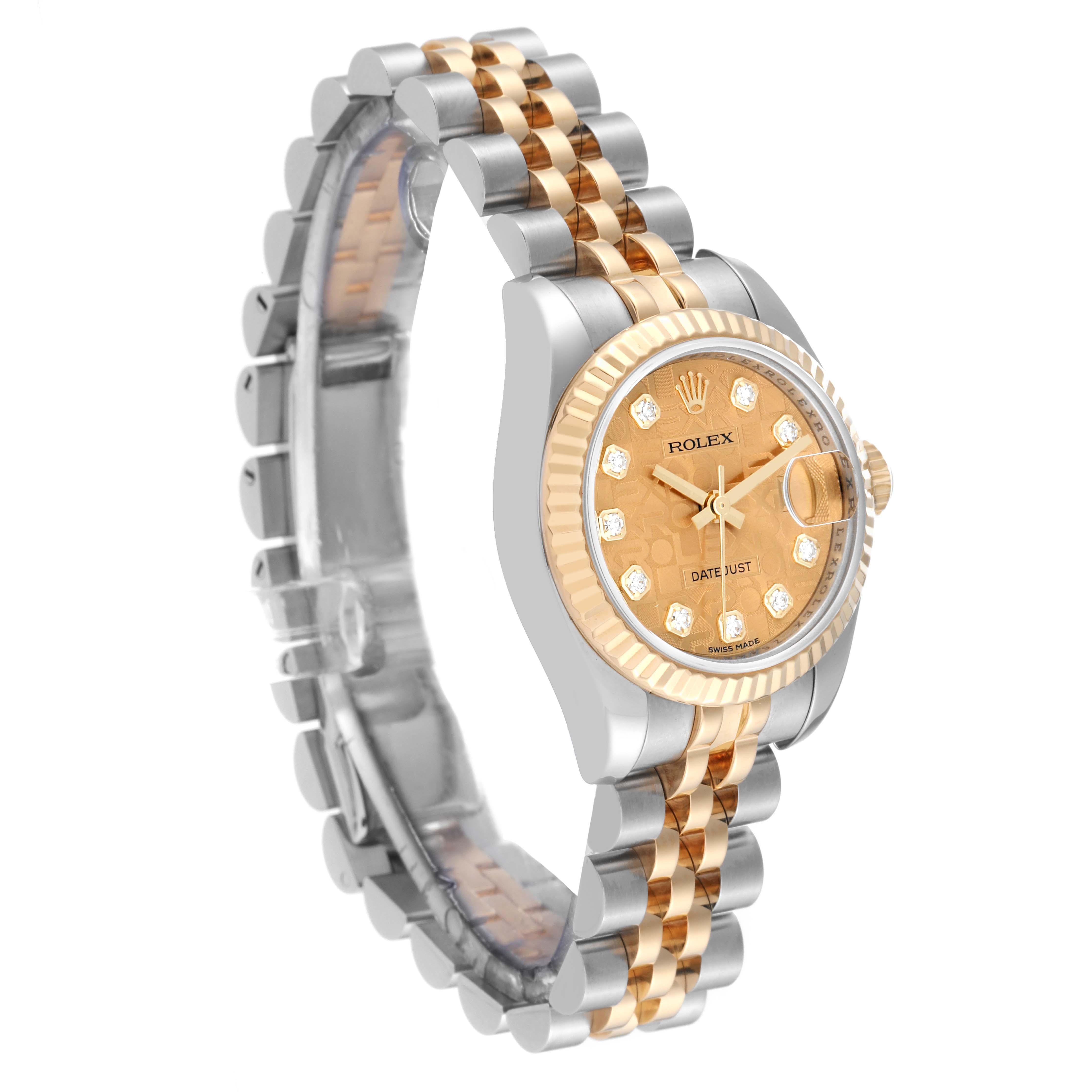 Rolex Datejust Diamond Anniversary Dial Steel Yellow Gold Ladies Watch 179173 6