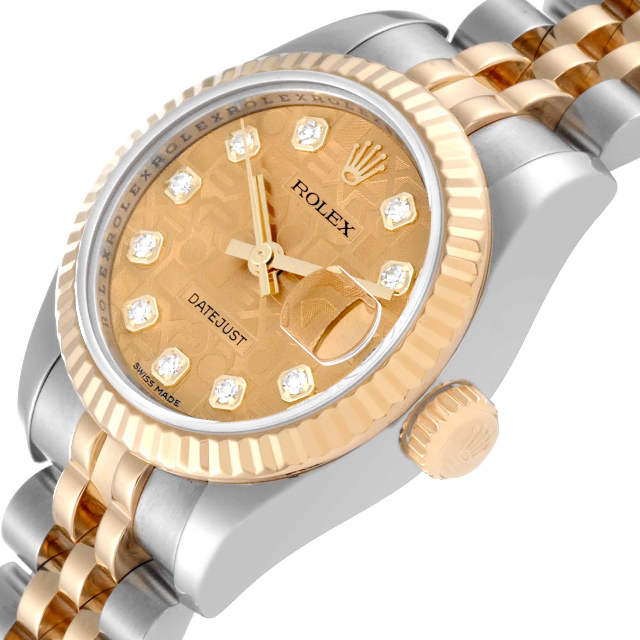 Women's Rolex Datejust Diamond Anniversary Dial Steel Yellow Gold Ladies Watch 179173