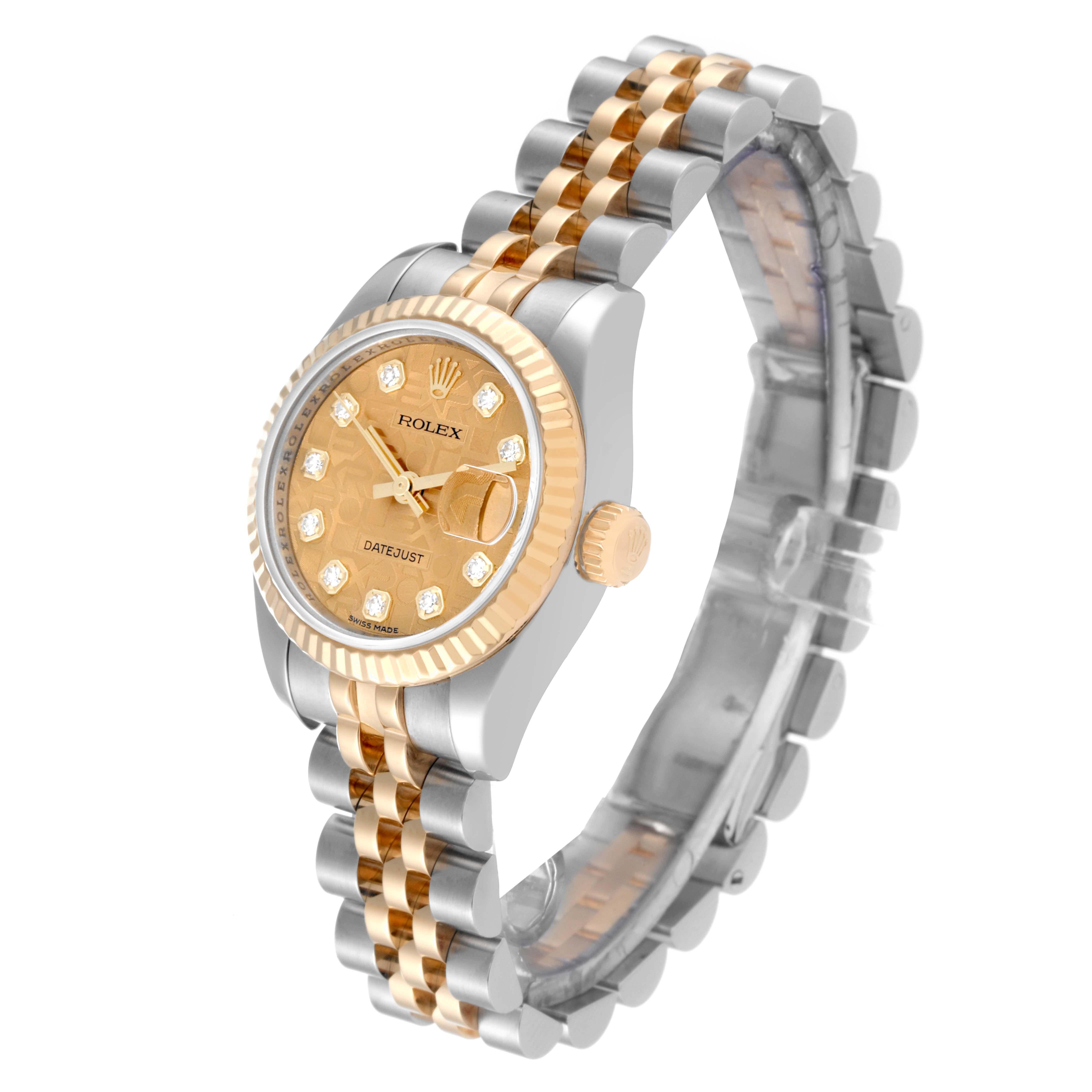 Rolex Datejust Diamond Anniversary Dial Steel Yellow Gold Ladies Watch 179173 4