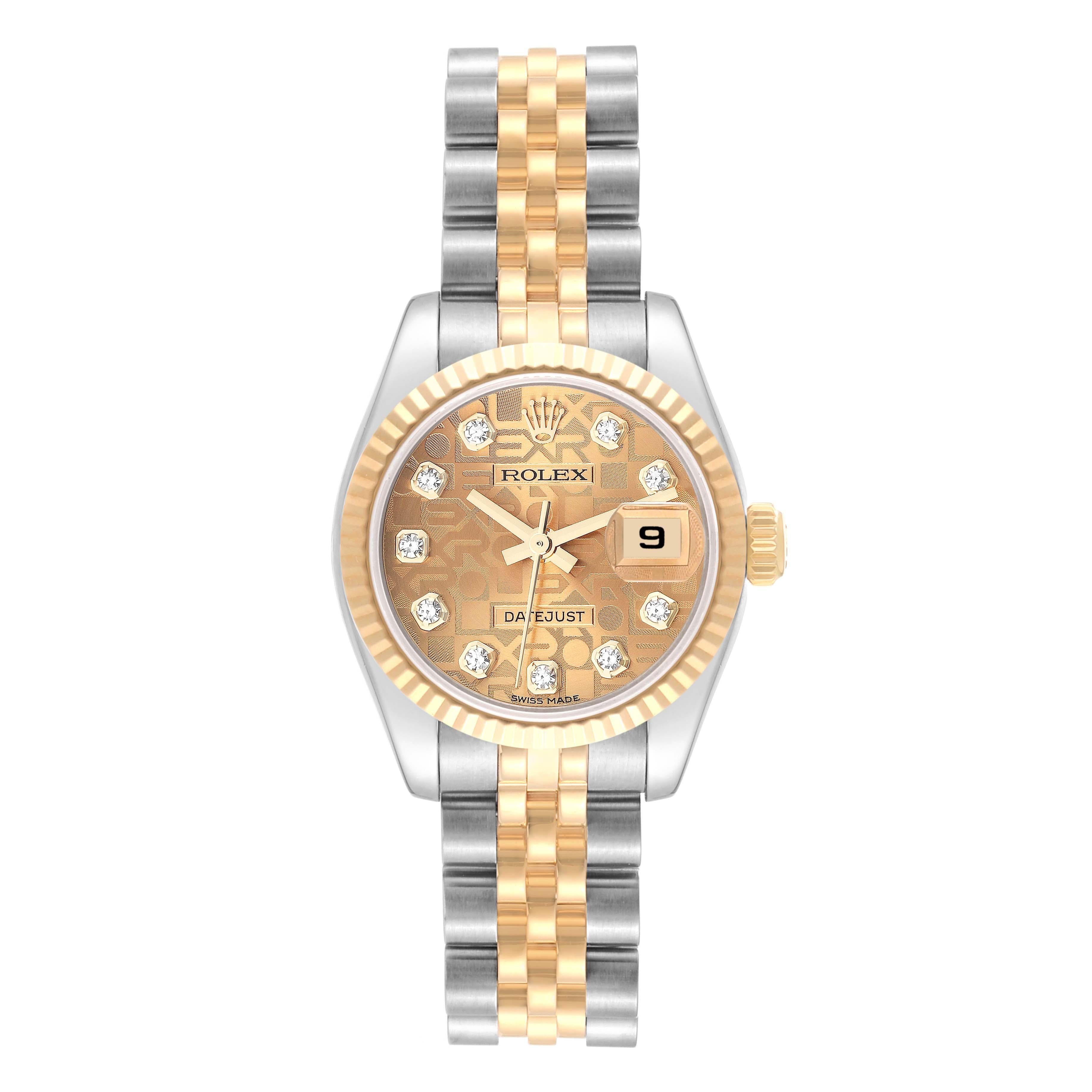 Rolex Datejust Diamond Anniversary Dial Steel Yellow Gold Ladies Watch 179173 5
