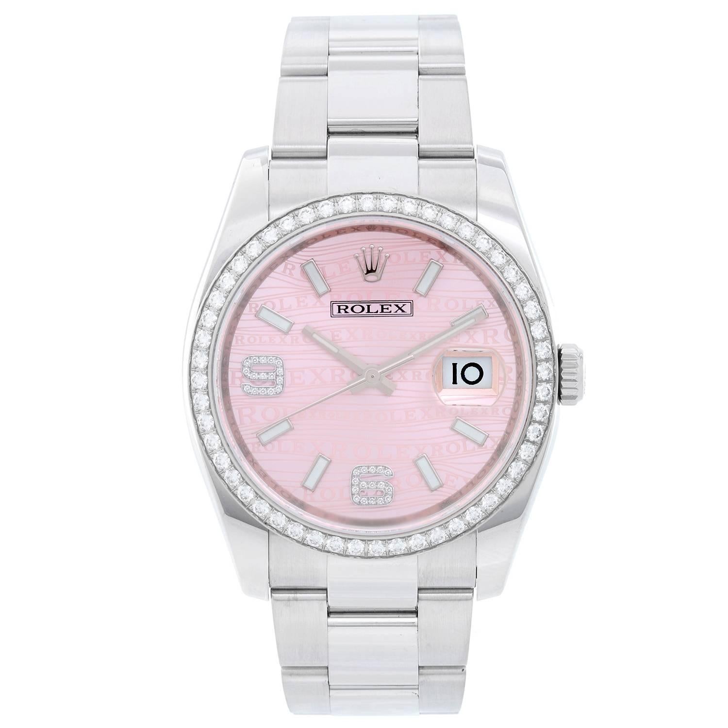 Rolex Stainless Steel Diamond Datejust Automatic Wristwatch Ref 116244