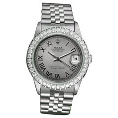 Rolex Datejust Lunetta di diamanti Quadrante romano grigio Orologio Jubilee