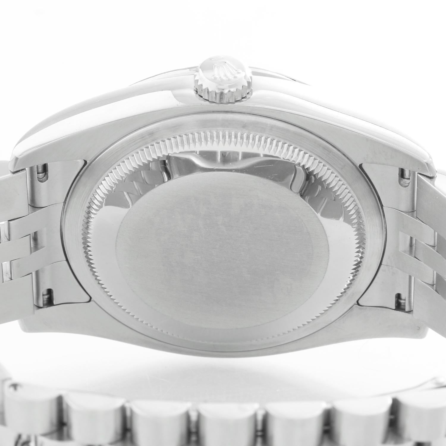 Rolex Datejust Diamond Bezel Pink Floral Dial Men's Steel Watch 116244 In Excellent Condition In Dallas, TX