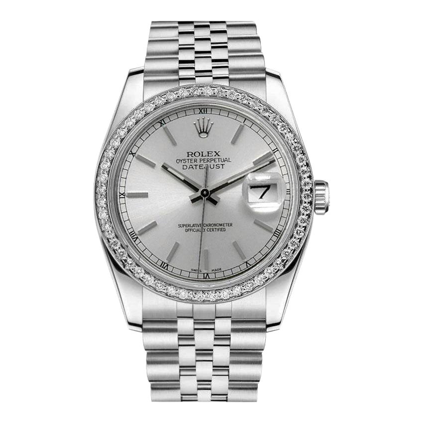 Rolex Datejust Lunetta di diamanti Quadrante argento Orologio da donna in acciaio inossidabile