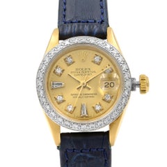 Rolex Datejust Diamond Champagne Dial 18K Gold Automatic Ladies Watch 69278