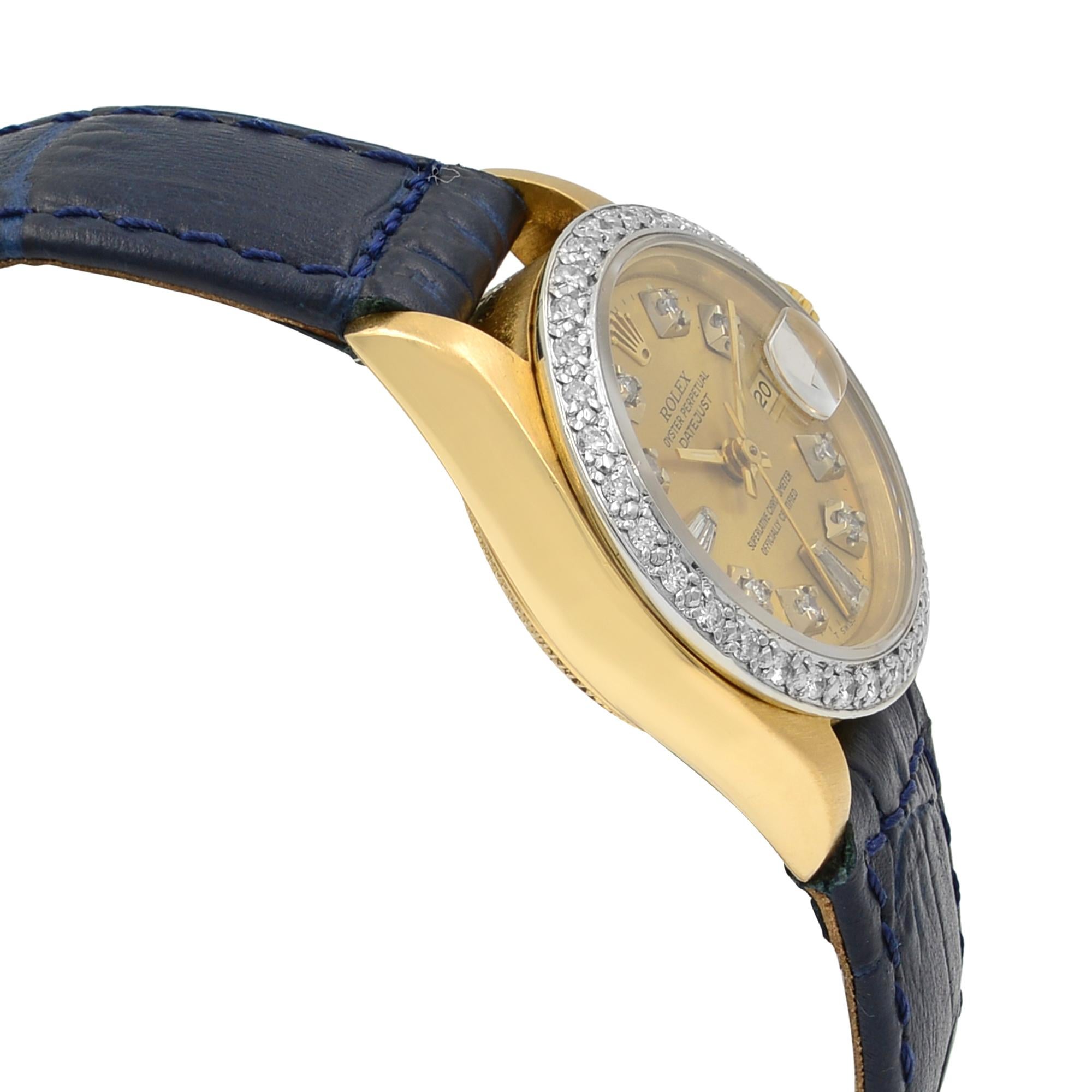 Women's Rolex Datejust Diamond Champagne Dial 18K Gold Automatic Ladies Watch 69278