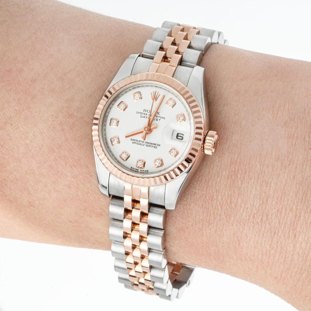 Round Cut Rolex Datejust Diamond Dial 179171 For Sale