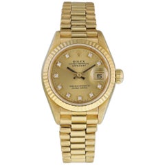 Rolex Datejust Diamond Dial 69178 Yellow Gold Ladies Watch