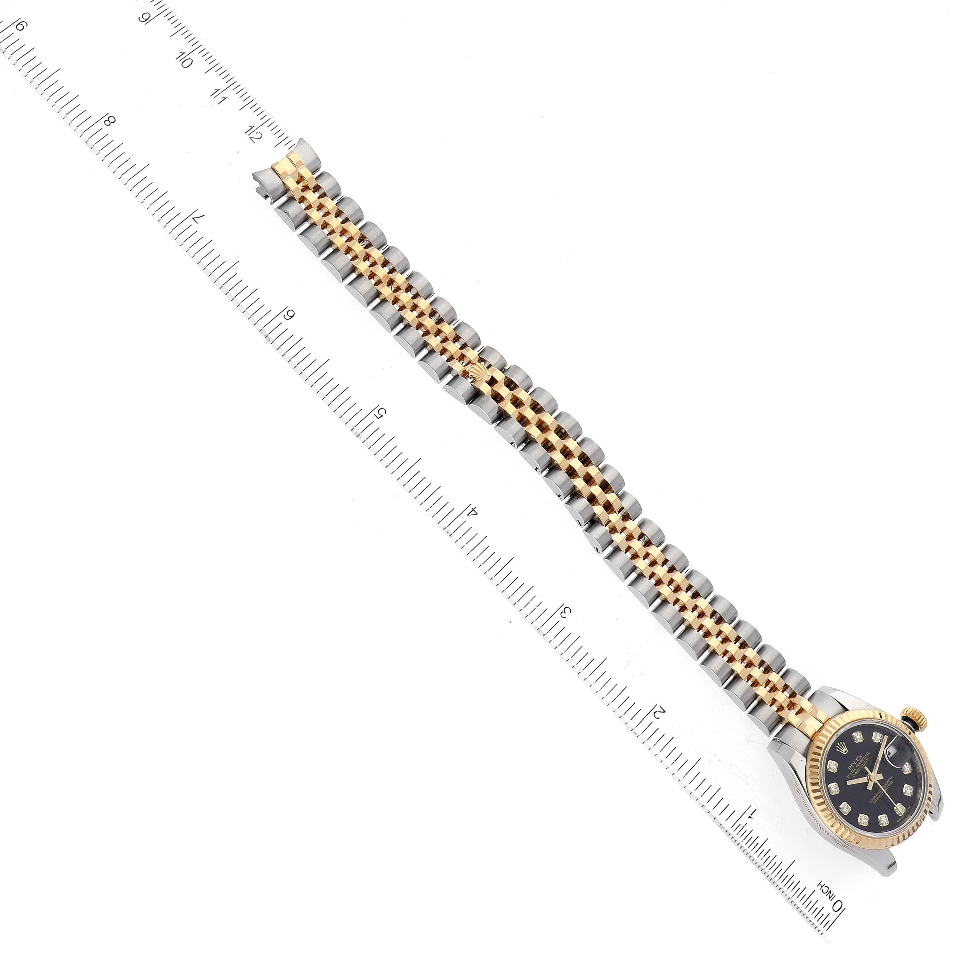Rolex Montre Datejust pour femme 179173 avec cadran en acier, or jaune et diamants en vente 8