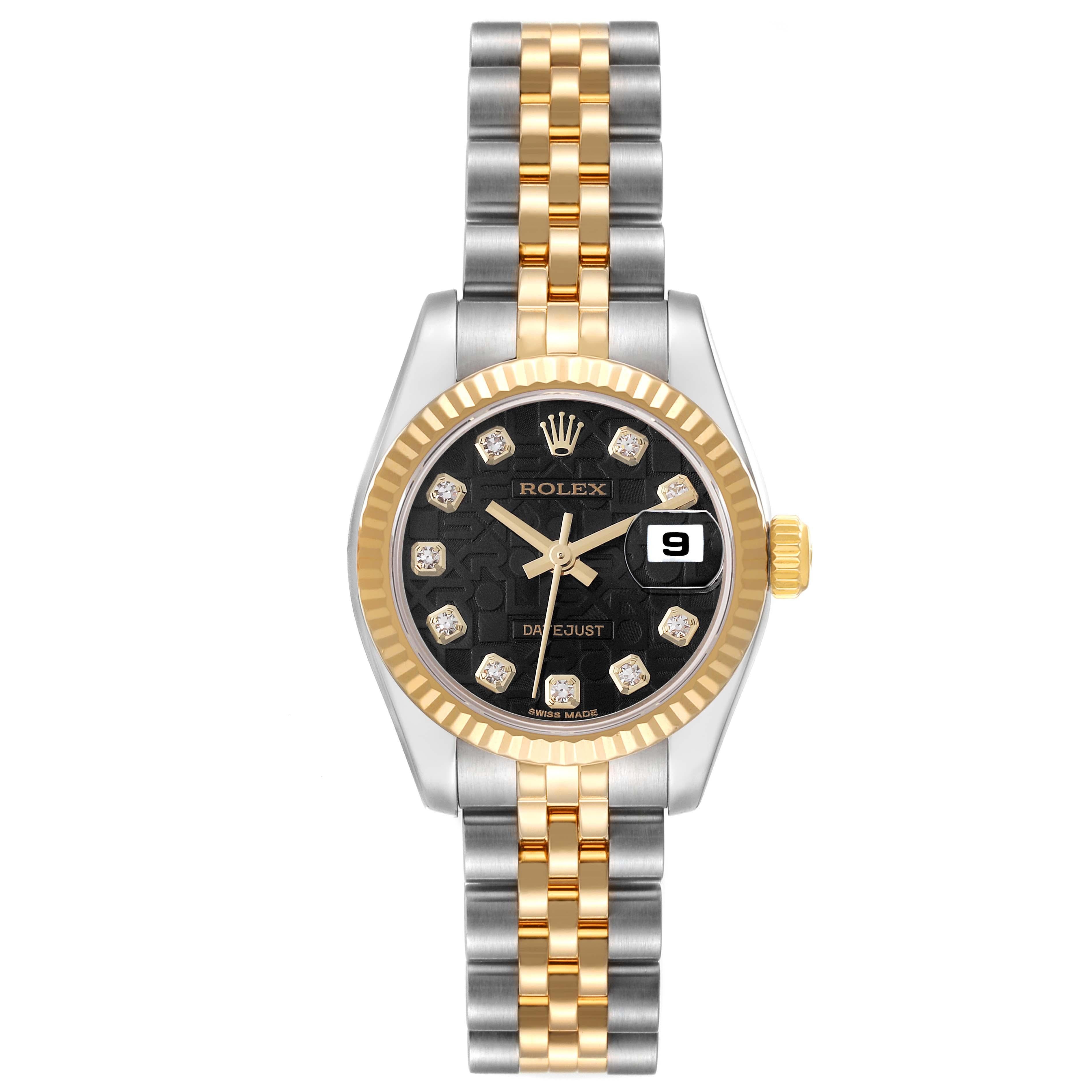 Rolex Datejust Diamond Dial Steel Yellow Gold Ladies Watch 179173 Box Card For Sale 1