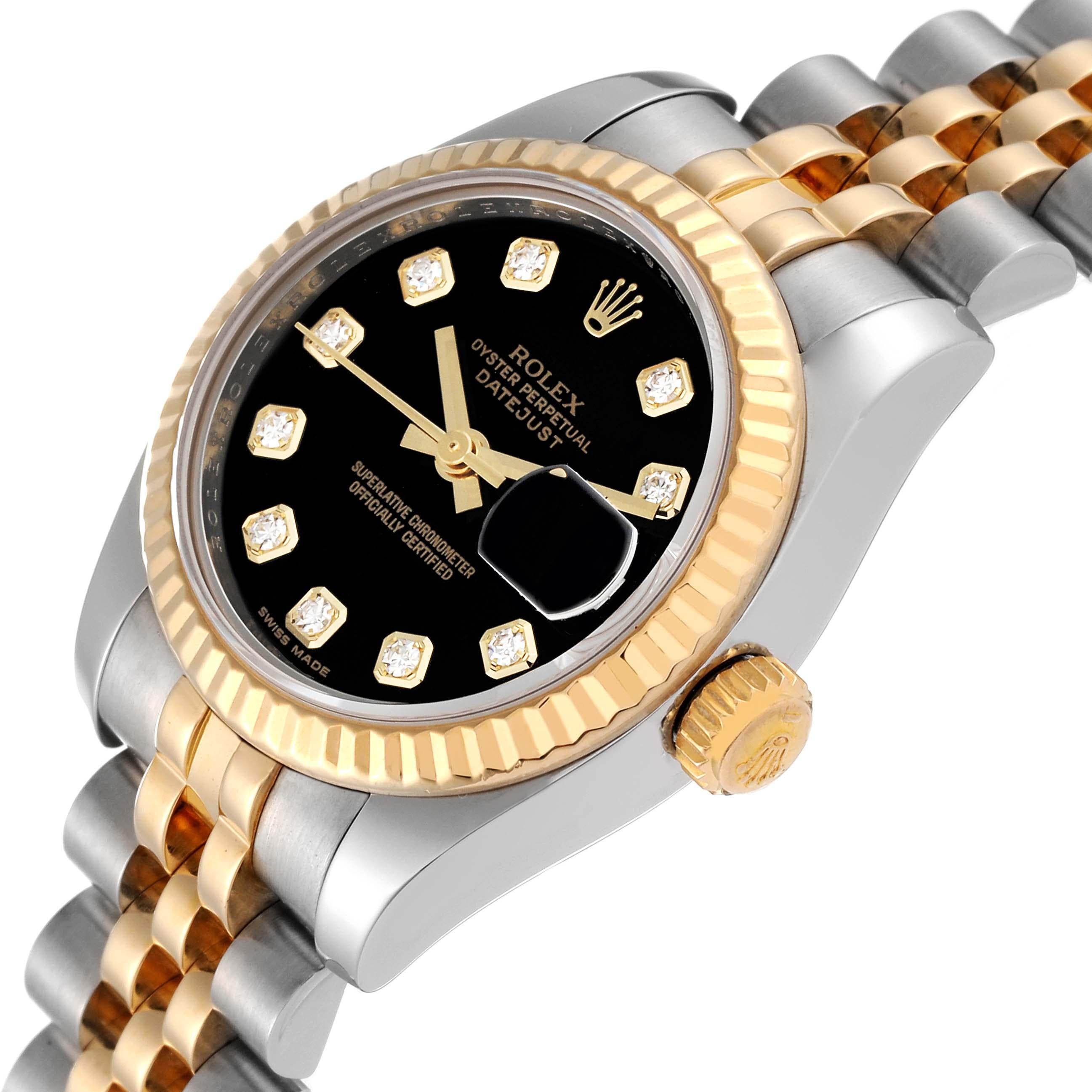 Rolex Montre Datejust pour femme 179173 avec cadran en acier, or jaune et diamants en vente 2