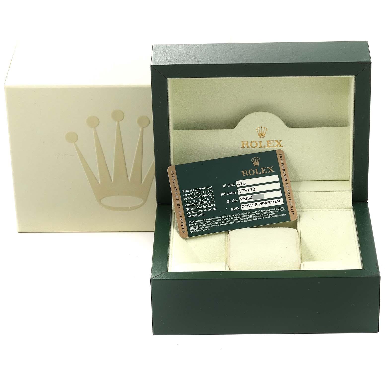 Rolex Datejust Diamant-Zifferblatt Stahl-Gelbgold-Damenuhr 179173 Box Card im Angebot 5