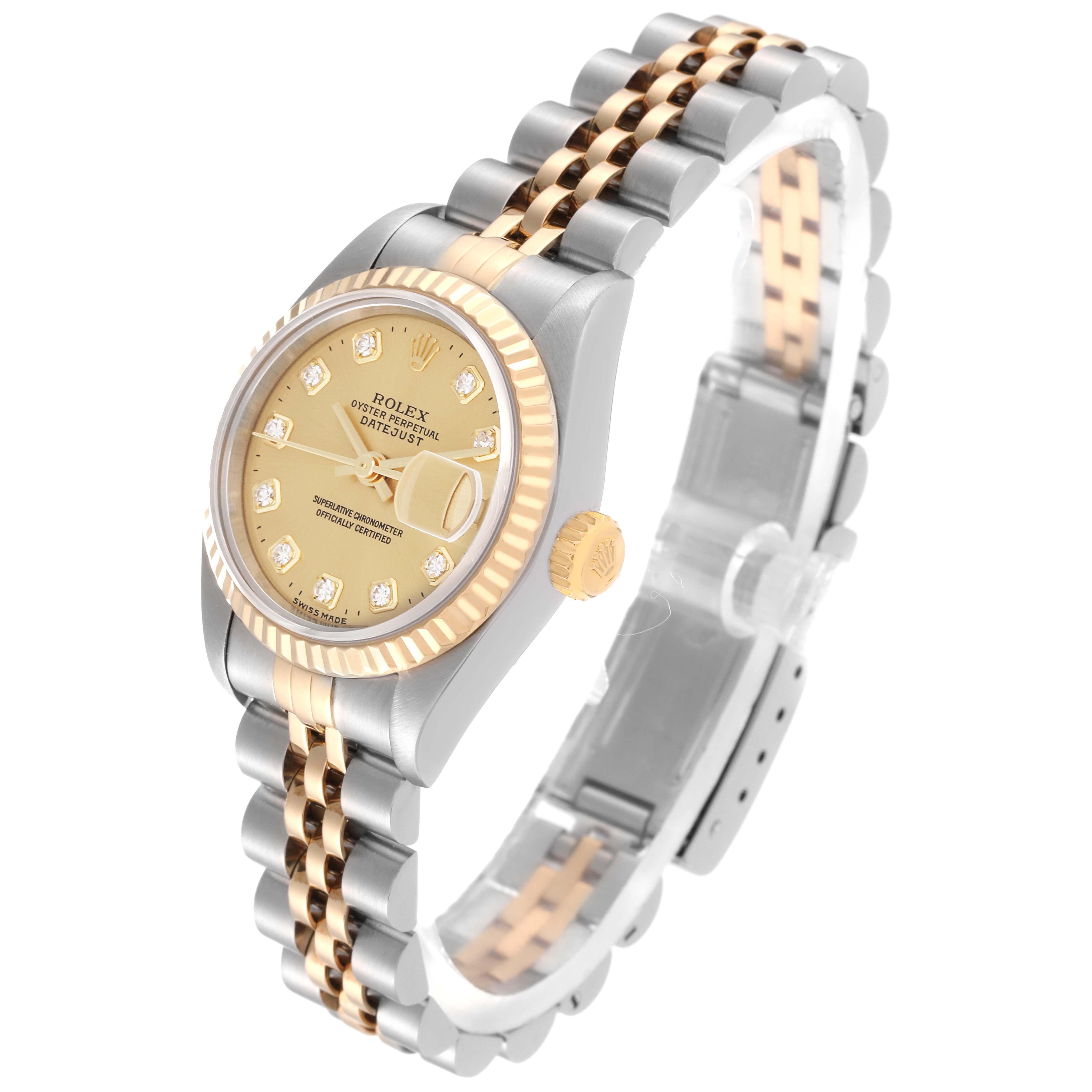 Rolex Datejust Diamond Dial Steel Yellow Gold Ladies Watch 69173 Box Papers 8