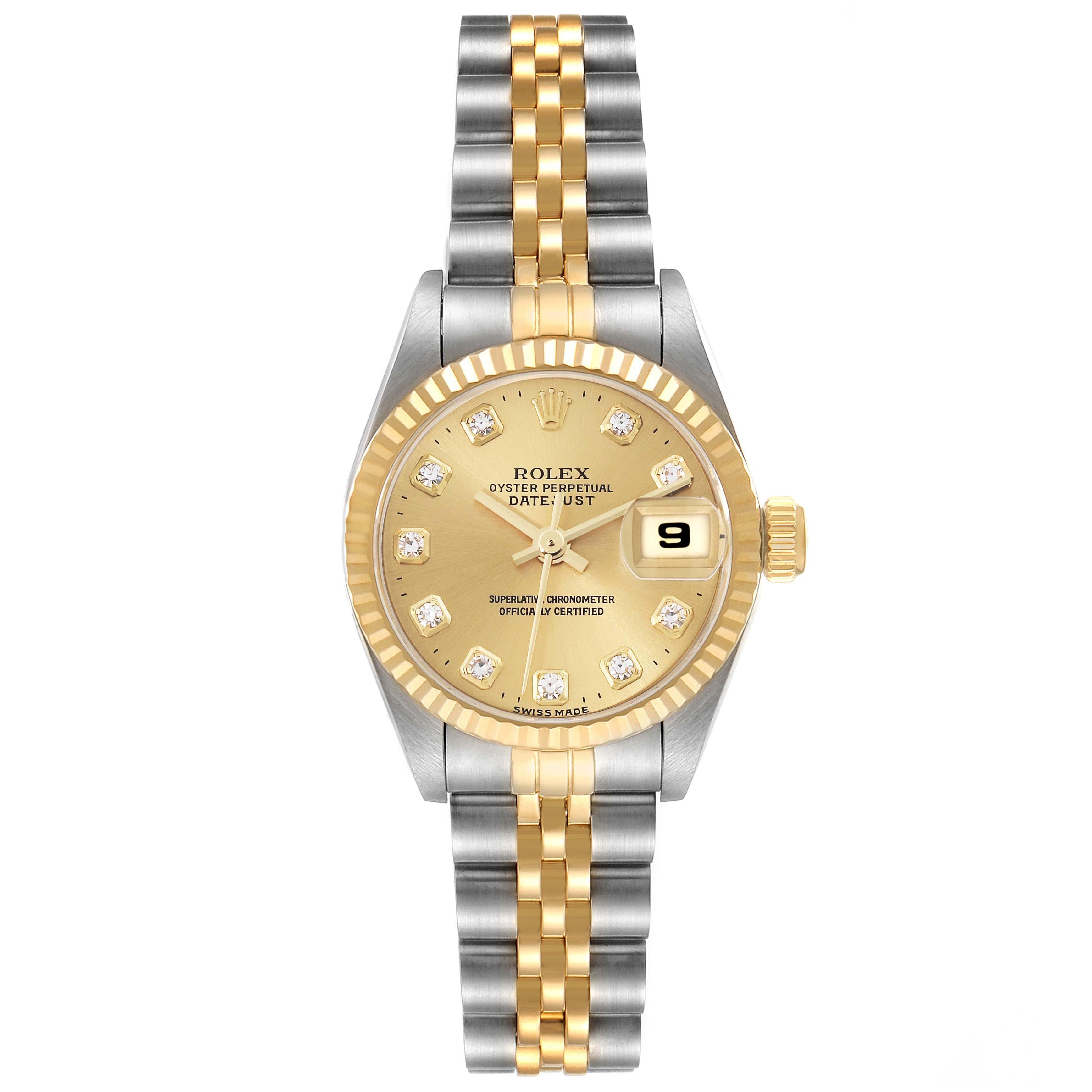 Rolex Datejust Diamond Dial Steel Yellow Gold Ladies Watch 69173 Box Papers 3