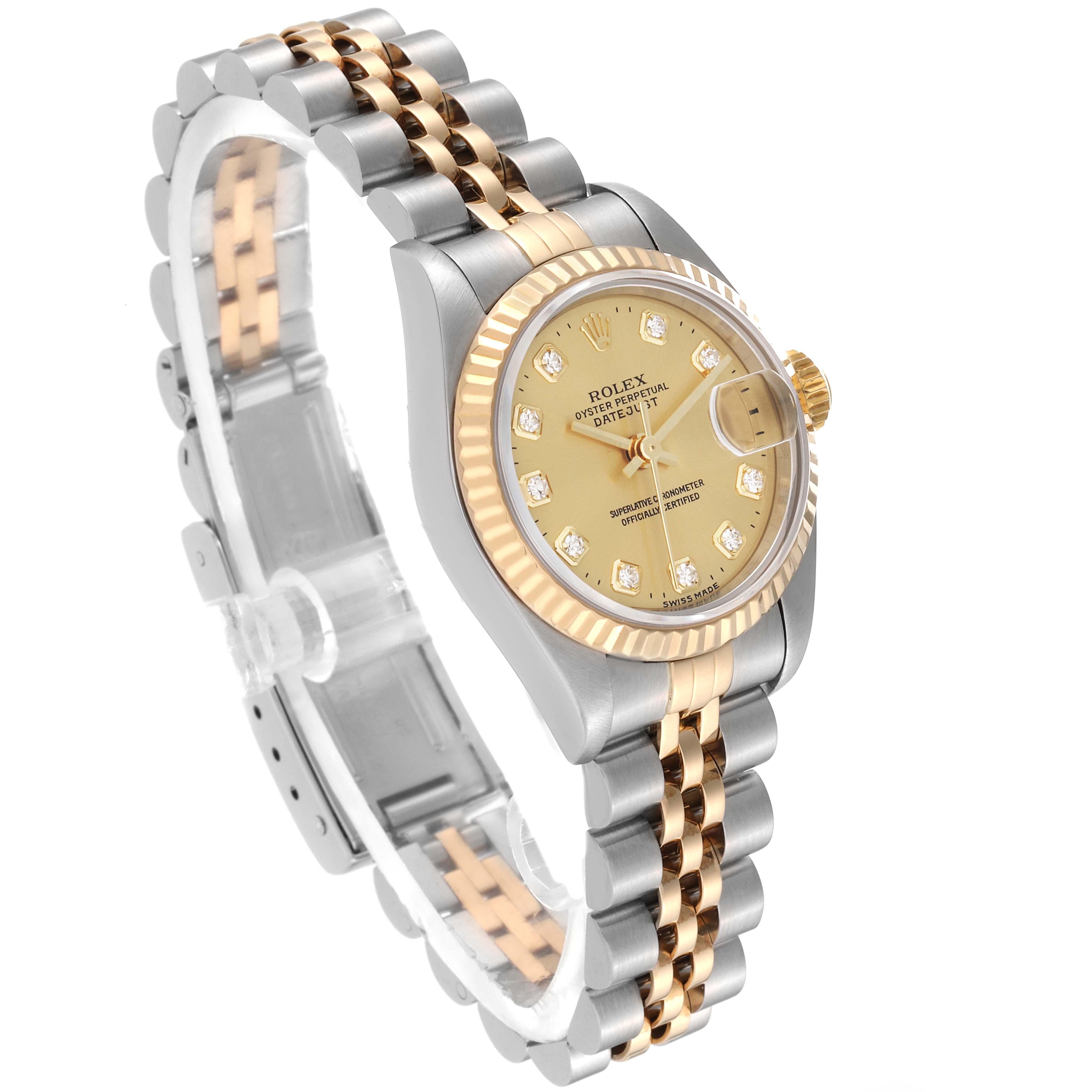 Rolex Datejust Diamond Dial Steel Yellow Gold Ladies Watch 69173 Box Papers 5