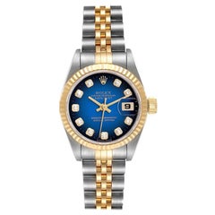 Rolex Datejust Diamond Dial Steel Yellow Gold Ladies Watch 69173 Box Papers