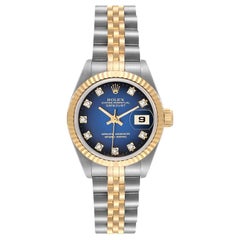 Rolex Datejust Diamond Dial Steel Yellow Gold Ladies Watch 69173 Box Papers