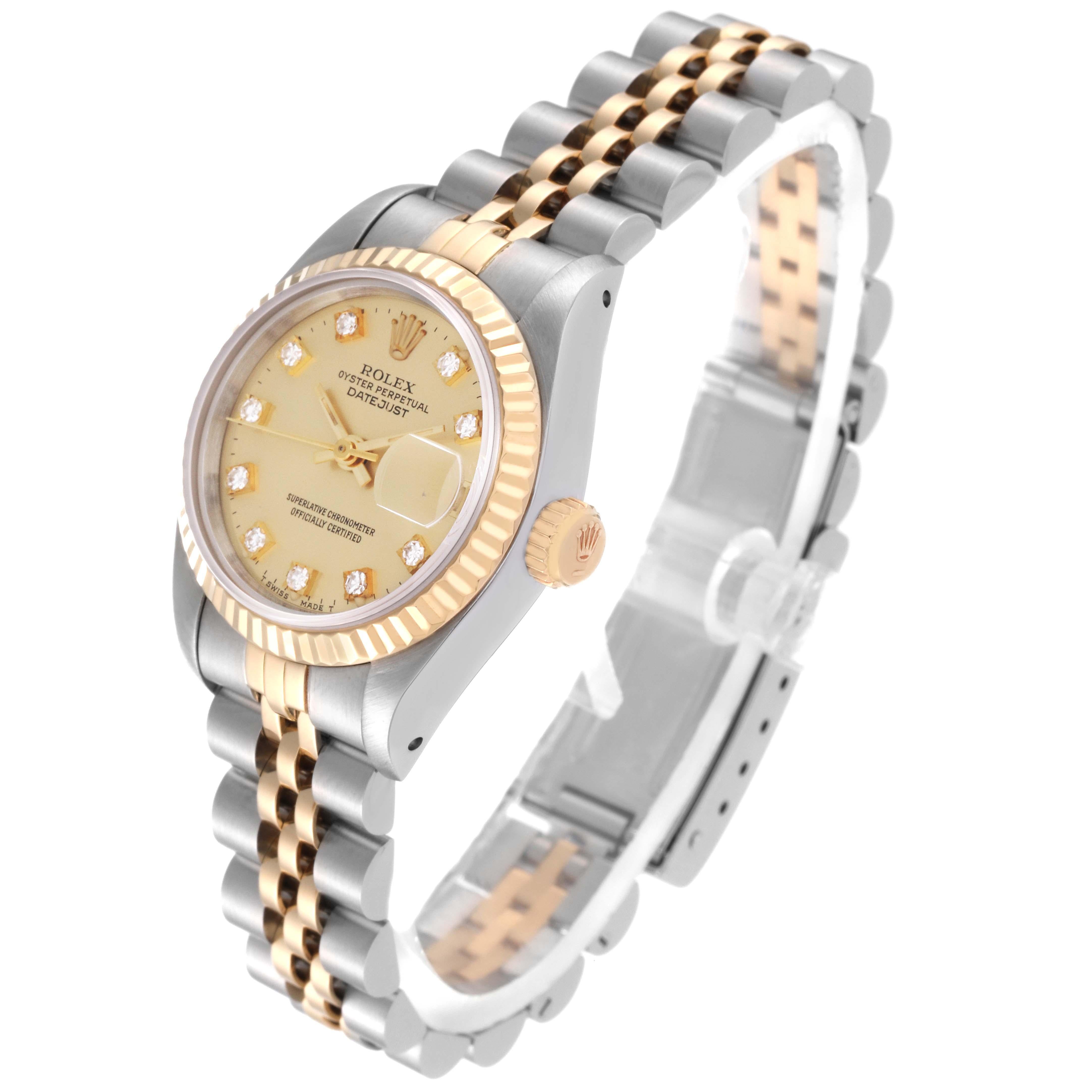 Rolex Montre Datejust en acier et or jaune avec cadran en diamants, pour femmes 69173 6