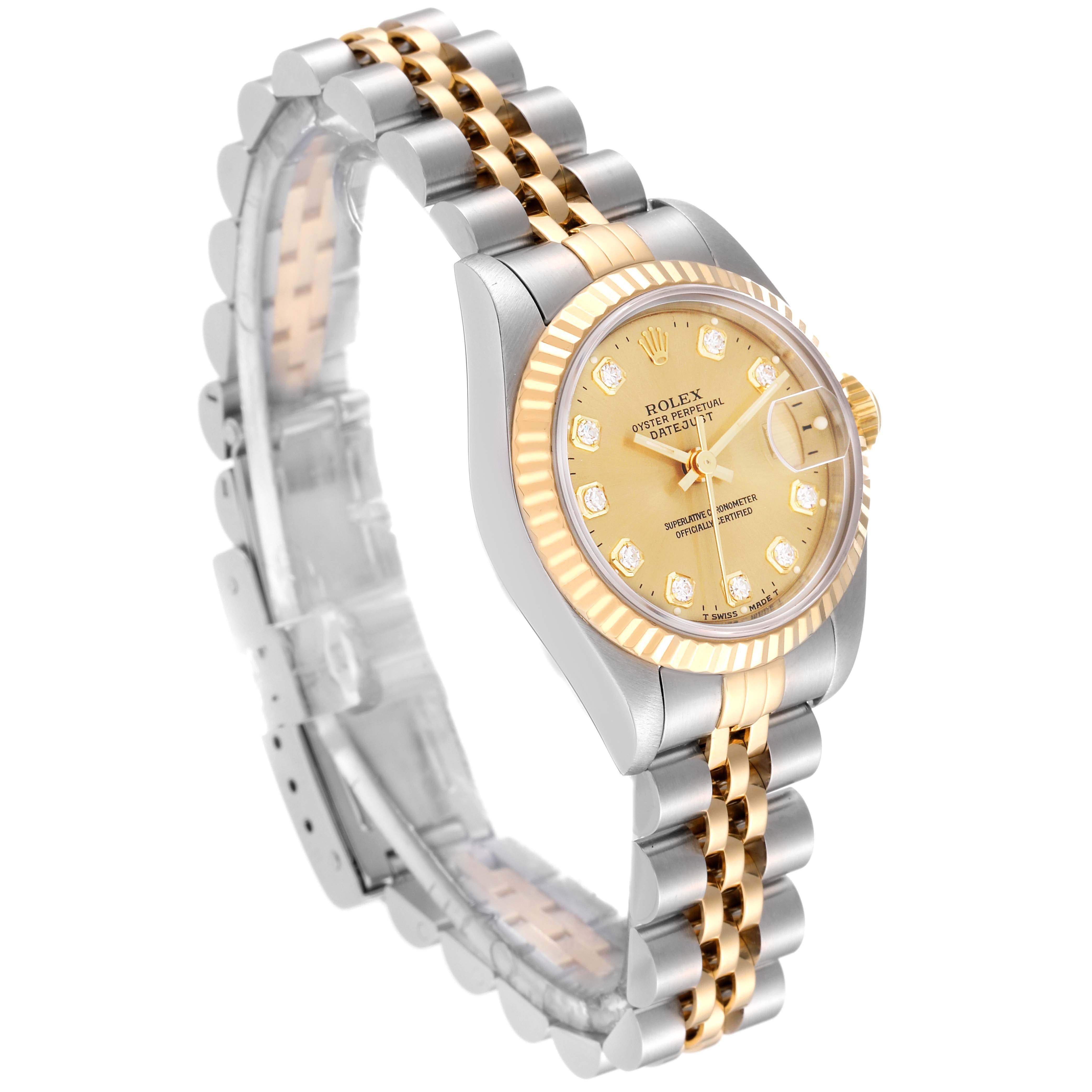 Rolex Datejust Diamant-Zifferblatt Stahl-Gelbgold-Damenuhr 69173 im Angebot 8