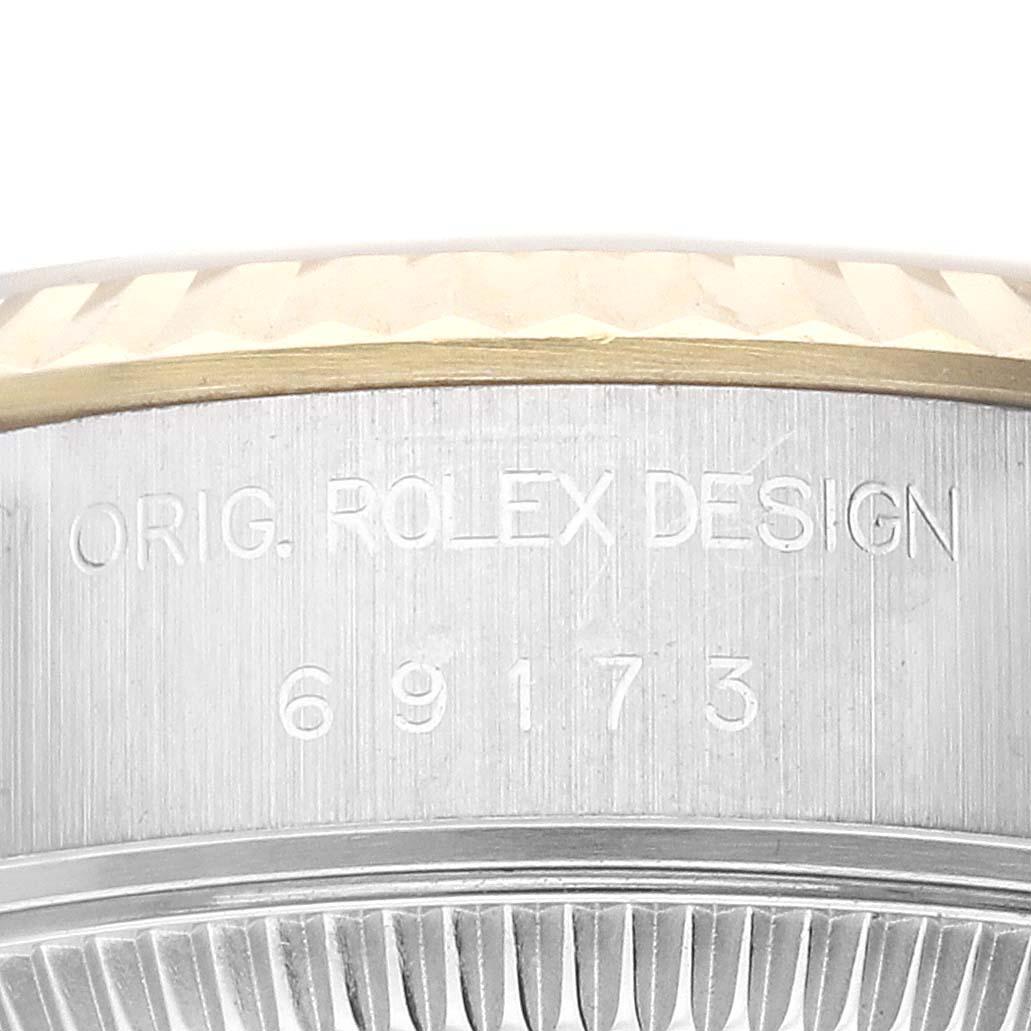 Rolex Datejust Diamond Dial Steel Yellow Gold Ladies Watch 69173 In Excellent Condition In Atlanta, GA