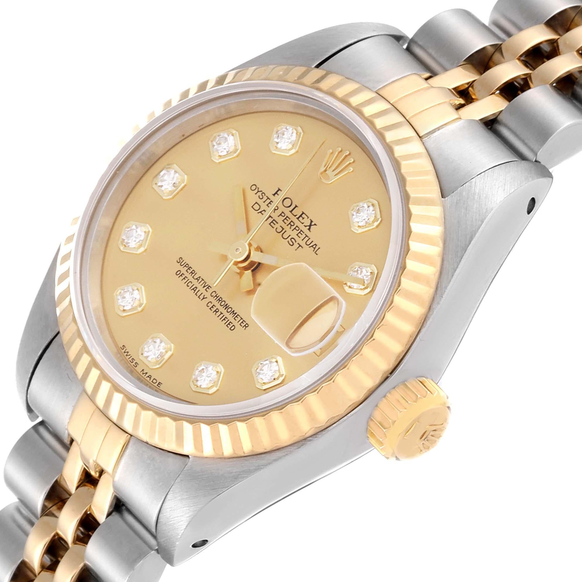 Women's Rolex Datejust Diamond Dial Steel Yellow Gold Ladies Watch 69173