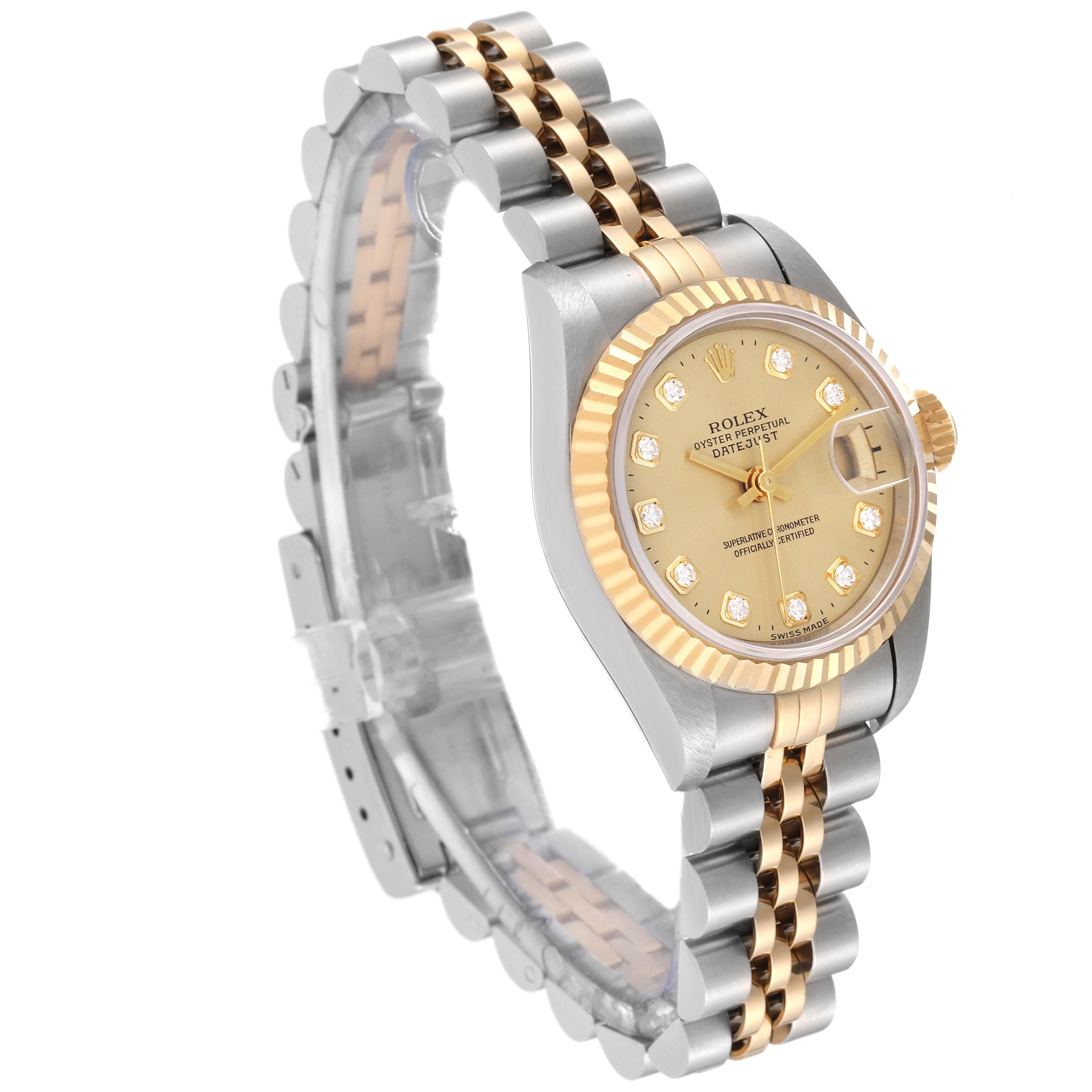 Rolex Montre Datejust en acier et or jaune avec cadran en diamants, pour femmes 69173 Pour femmes en vente