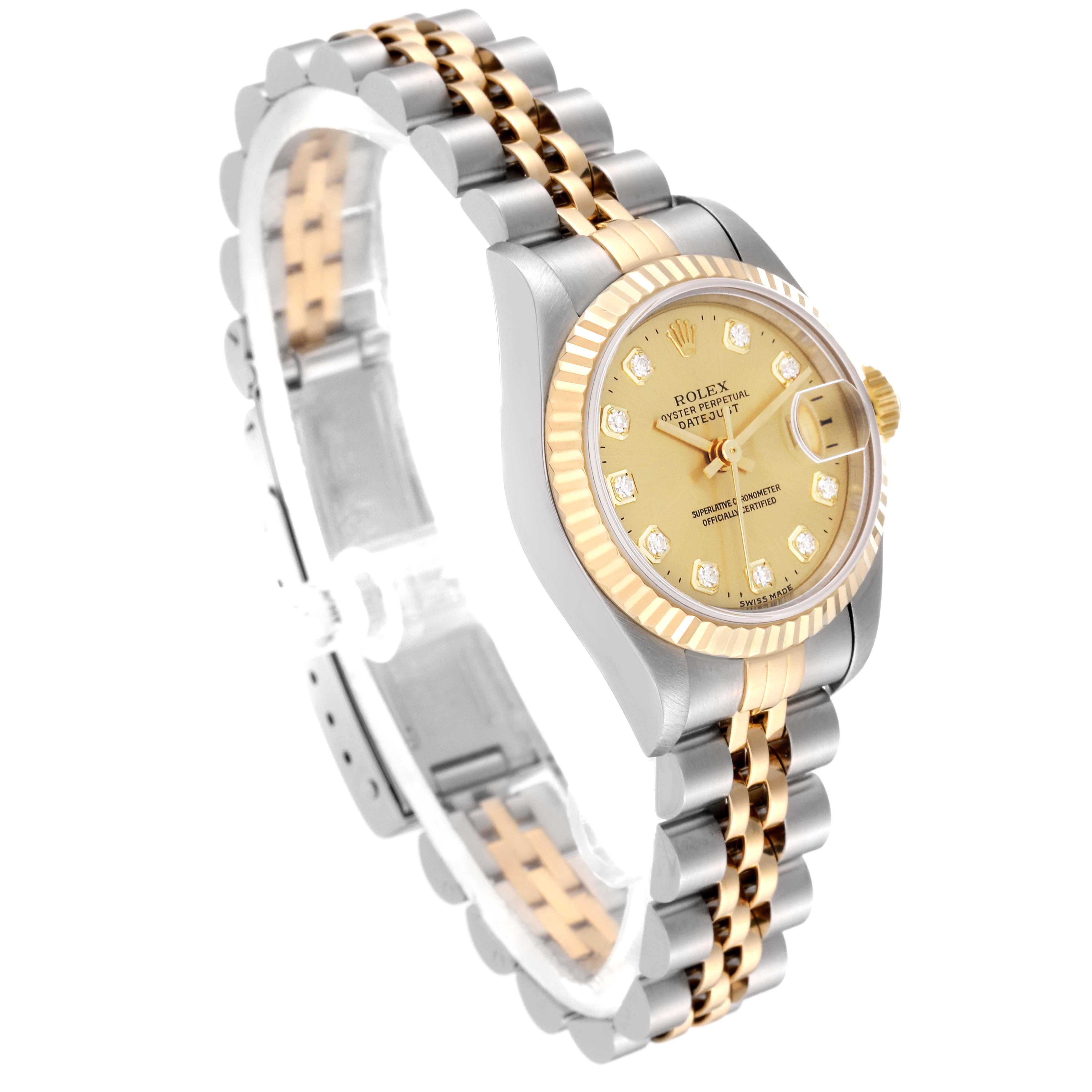 Women's Rolex Datejust Diamond Dial Steel Yellow Gold Ladies Watch 69173 For Sale