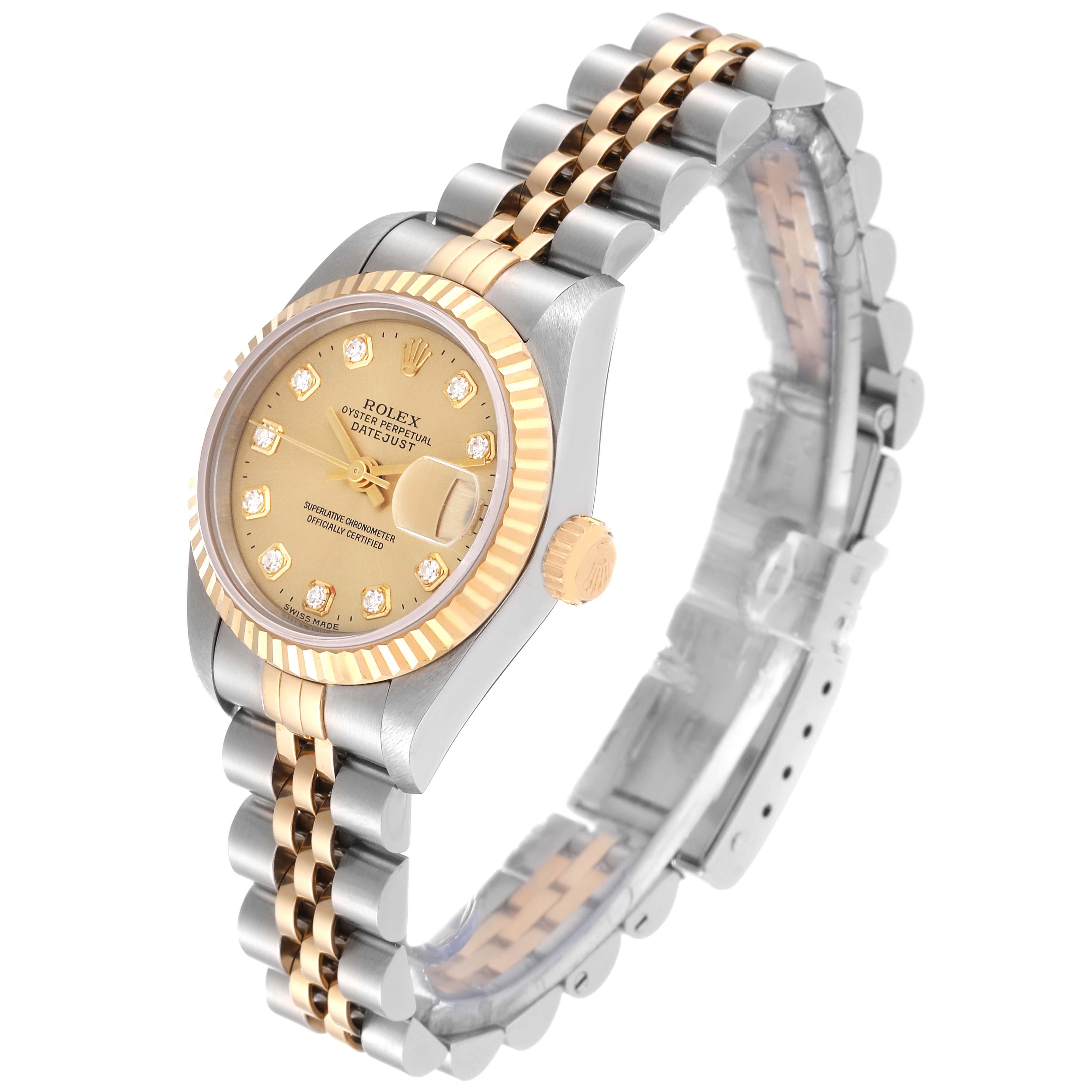 Rolex Datejust Diamond Dial Steel Yellow Gold Ladies Watch 69173 For Sale 1