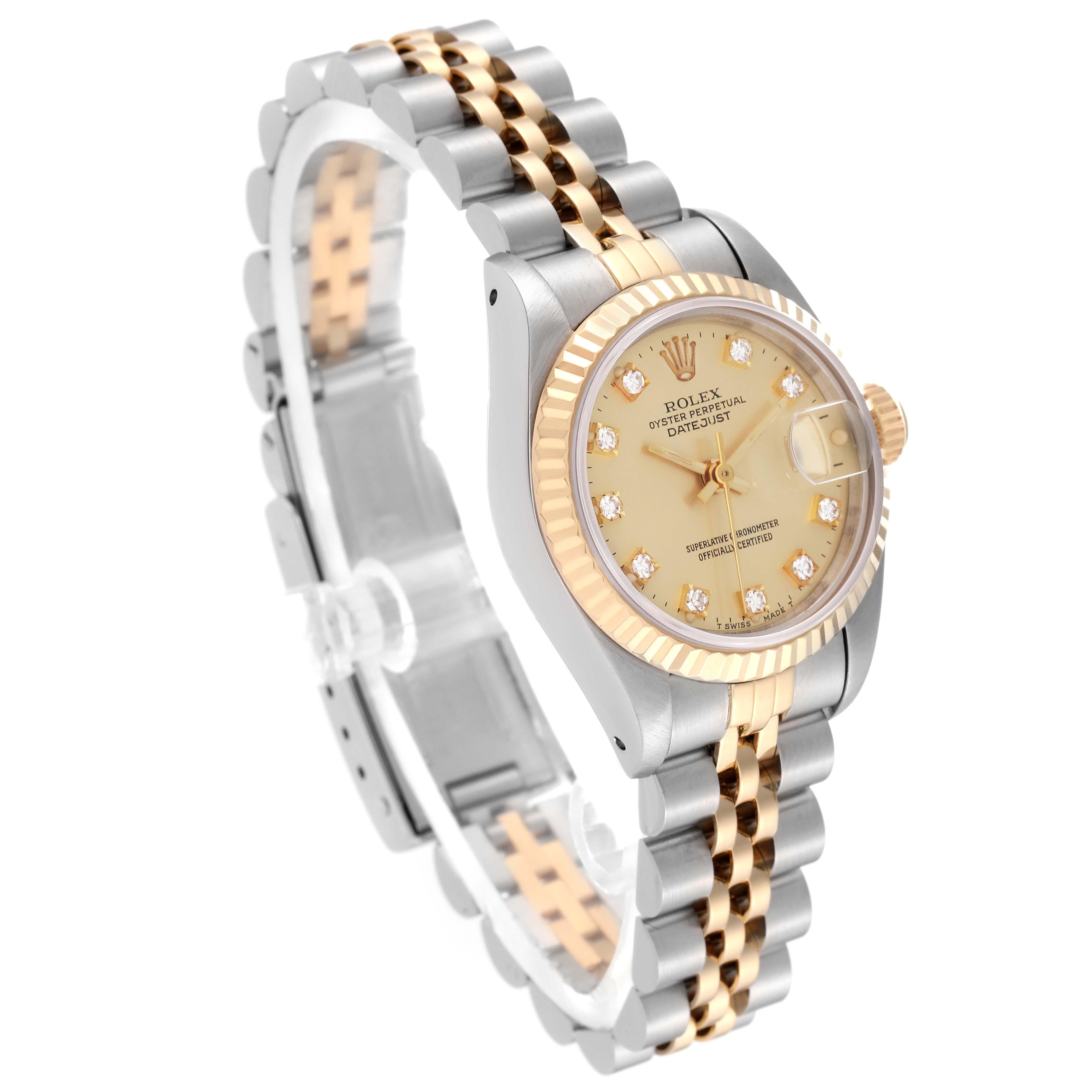 Rolex Montre Datejust en acier et or jaune avec cadran en diamants, pour femmes 69173 1