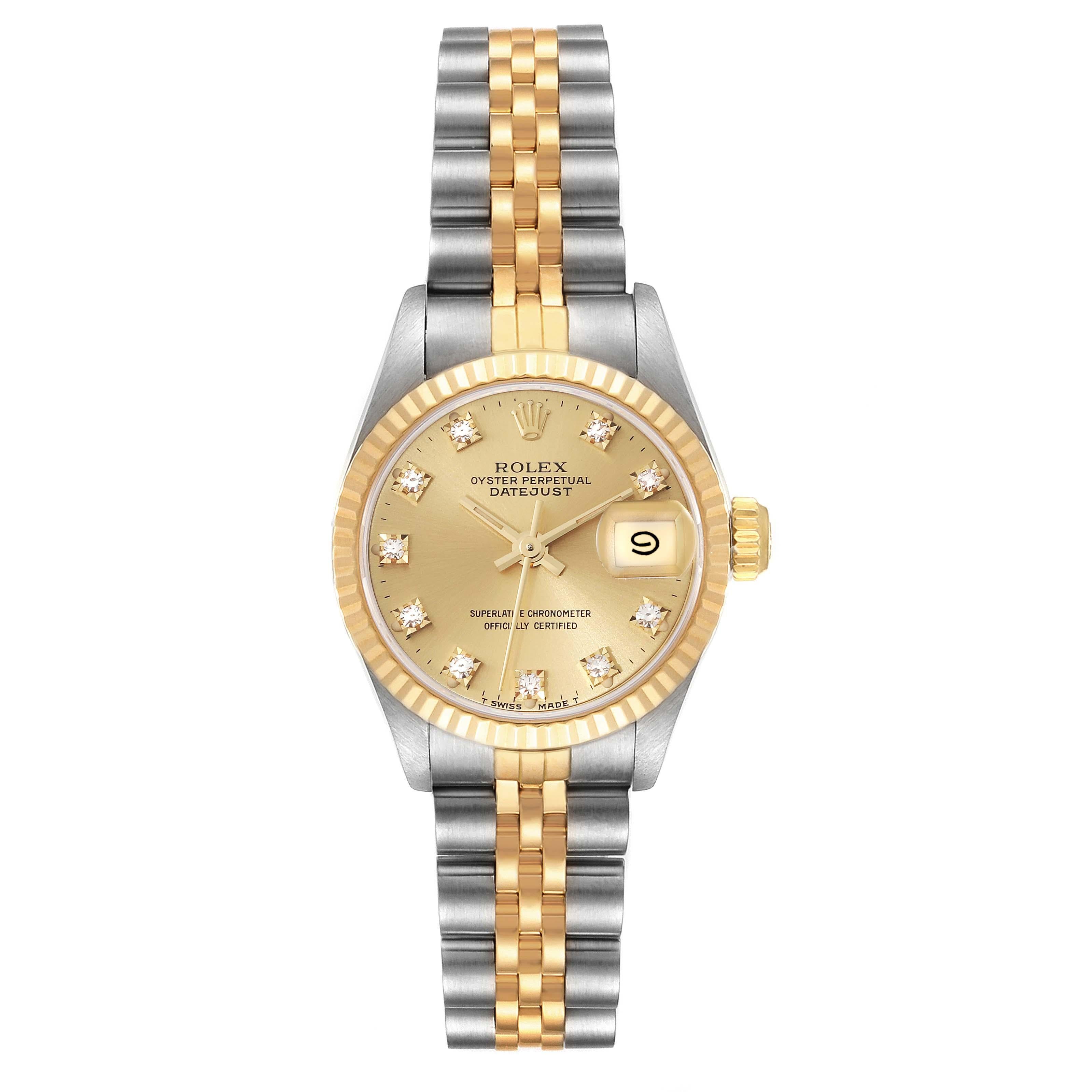 Rolex Datejust Diamond Dial Steel Yellow Gold Ladies Watch 69173 2
