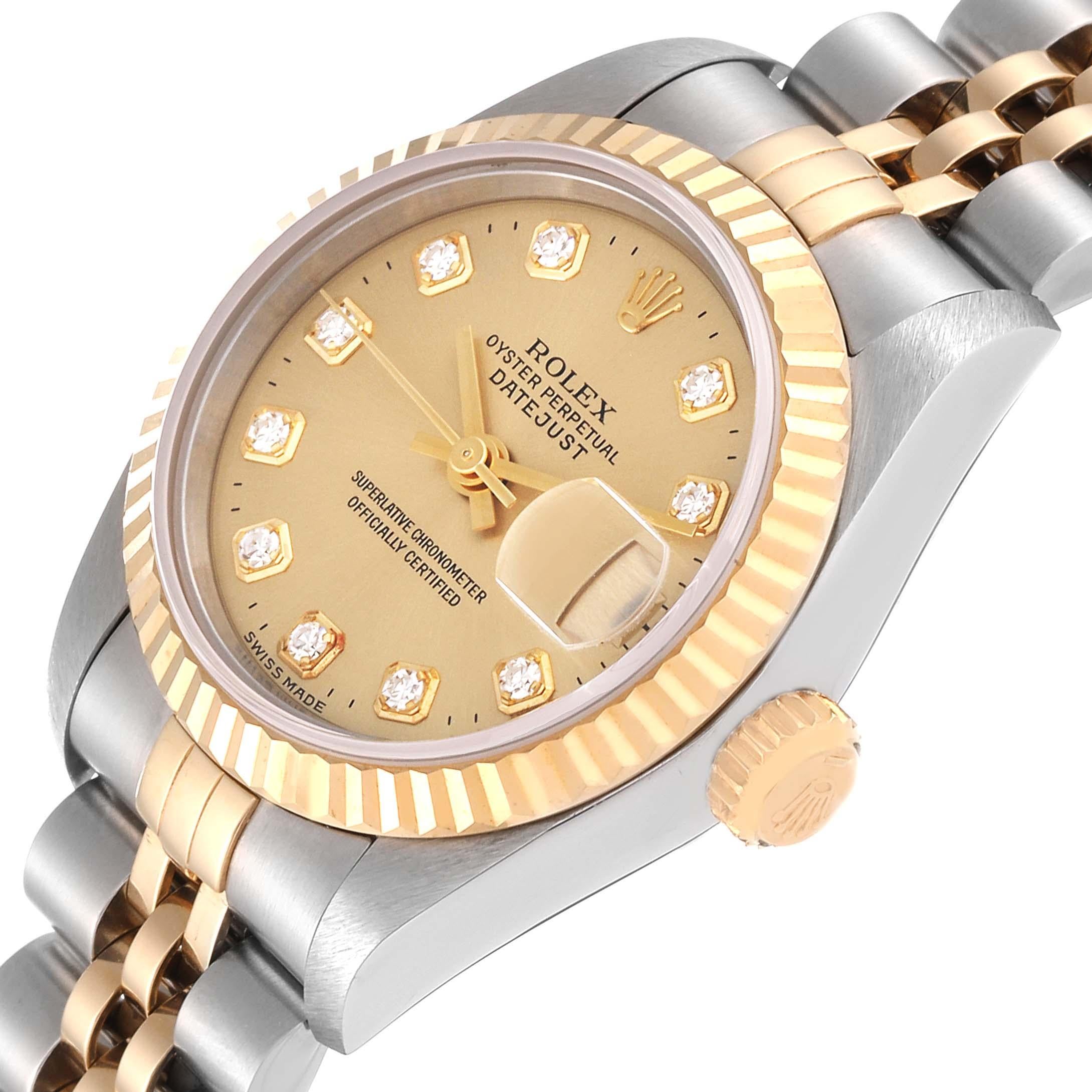 Rolex Datejust Diamond Dial Steel Yellow Gold Ladies Watch 69173 For Sale 2