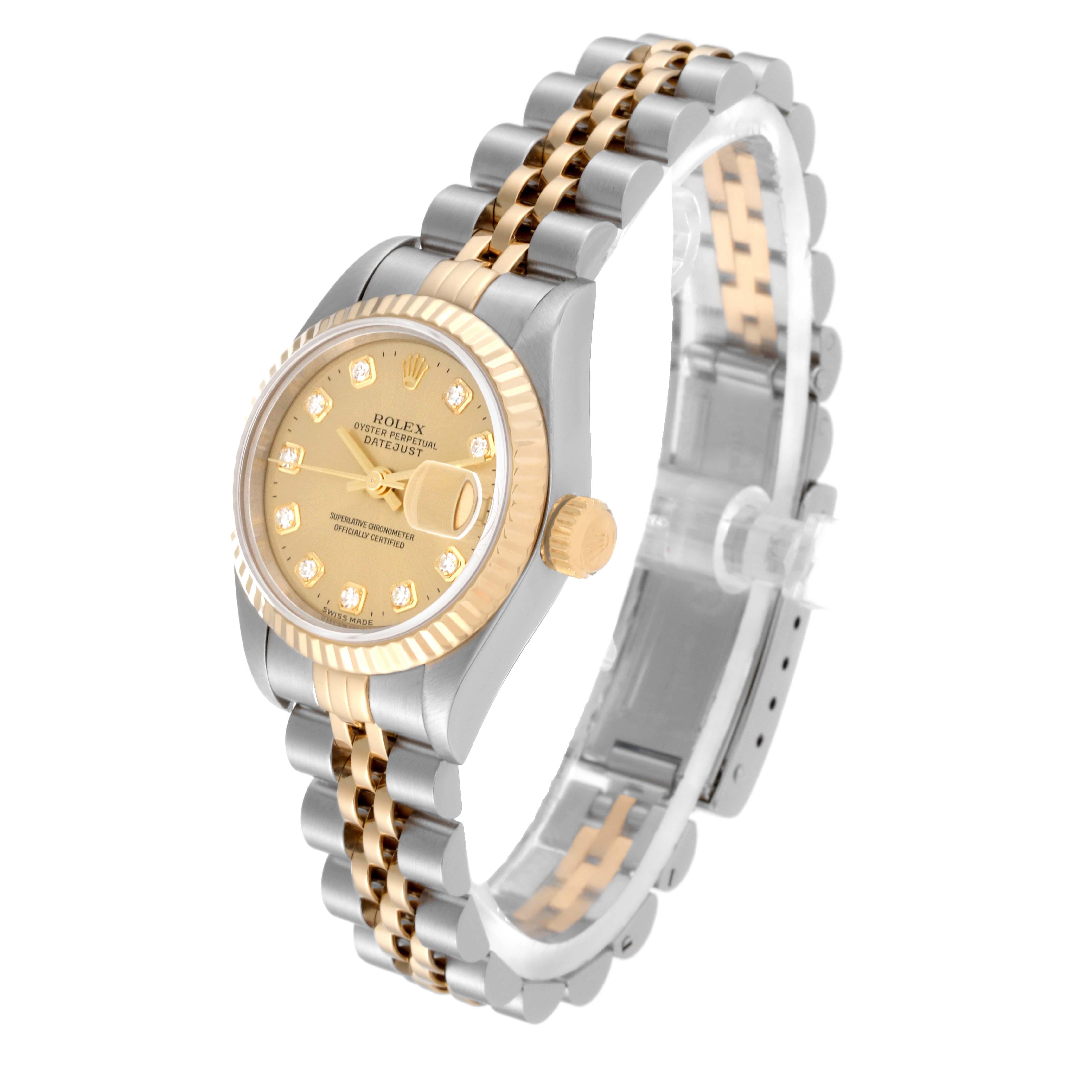 Rolex Datejust Diamond Dial Steel Yellow Gold Ladies Watch 69173 For Sale 2
