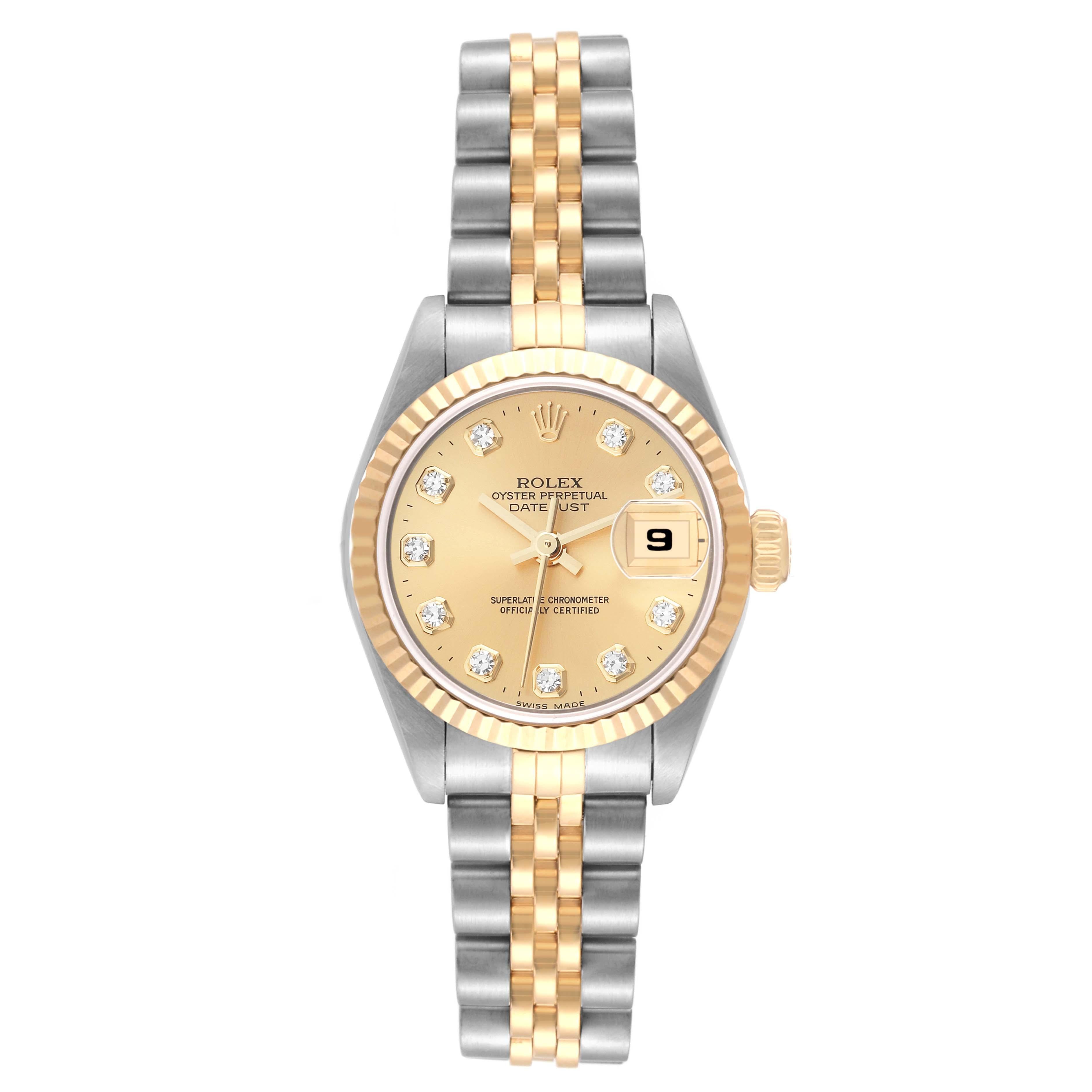 Rolex Datejust Diamond Dial Steel Yellow Gold Ladies Watch 69173 3
